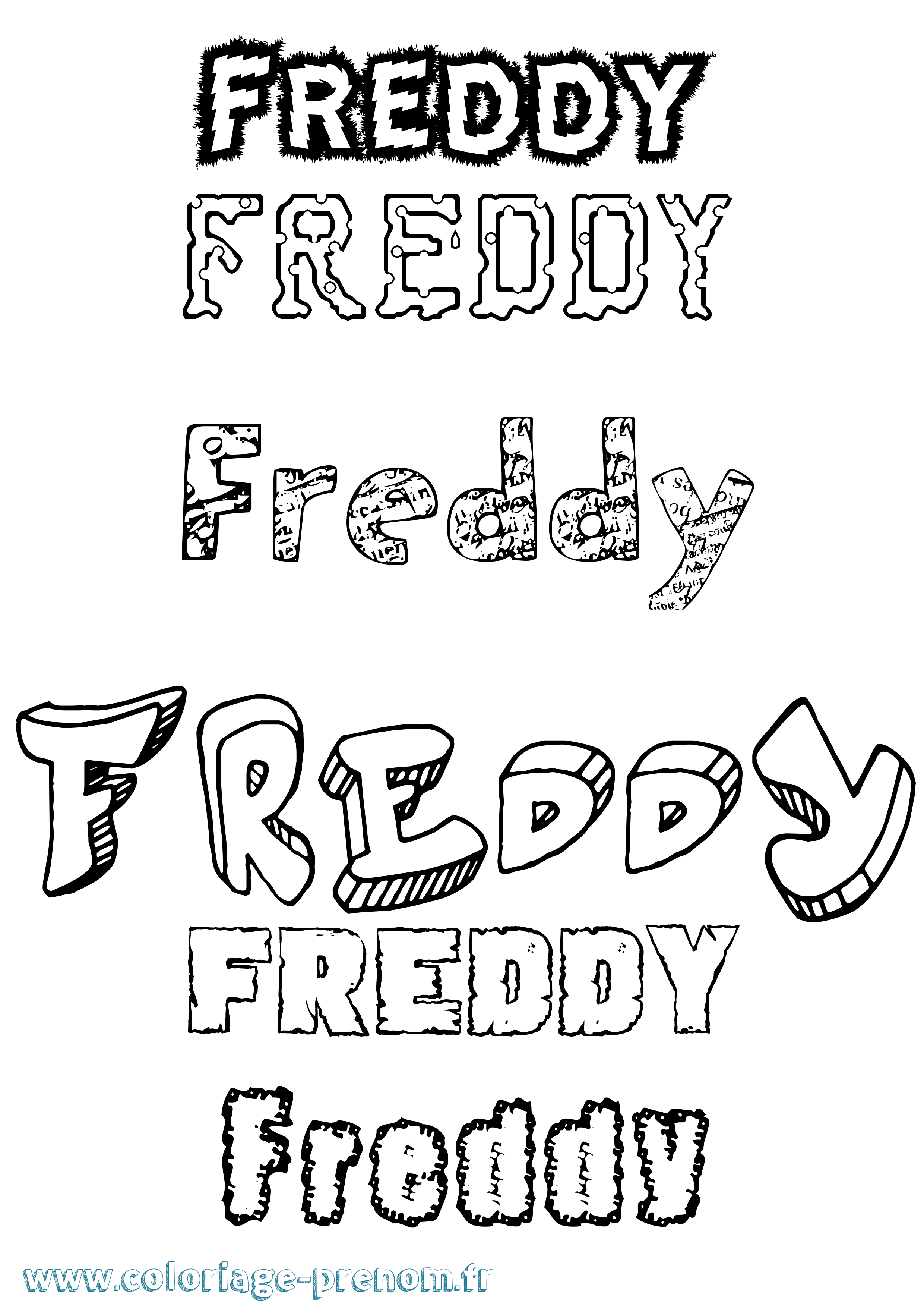 Coloriage Freddy Destructuré Coloriage prénom Freddy Destructuré