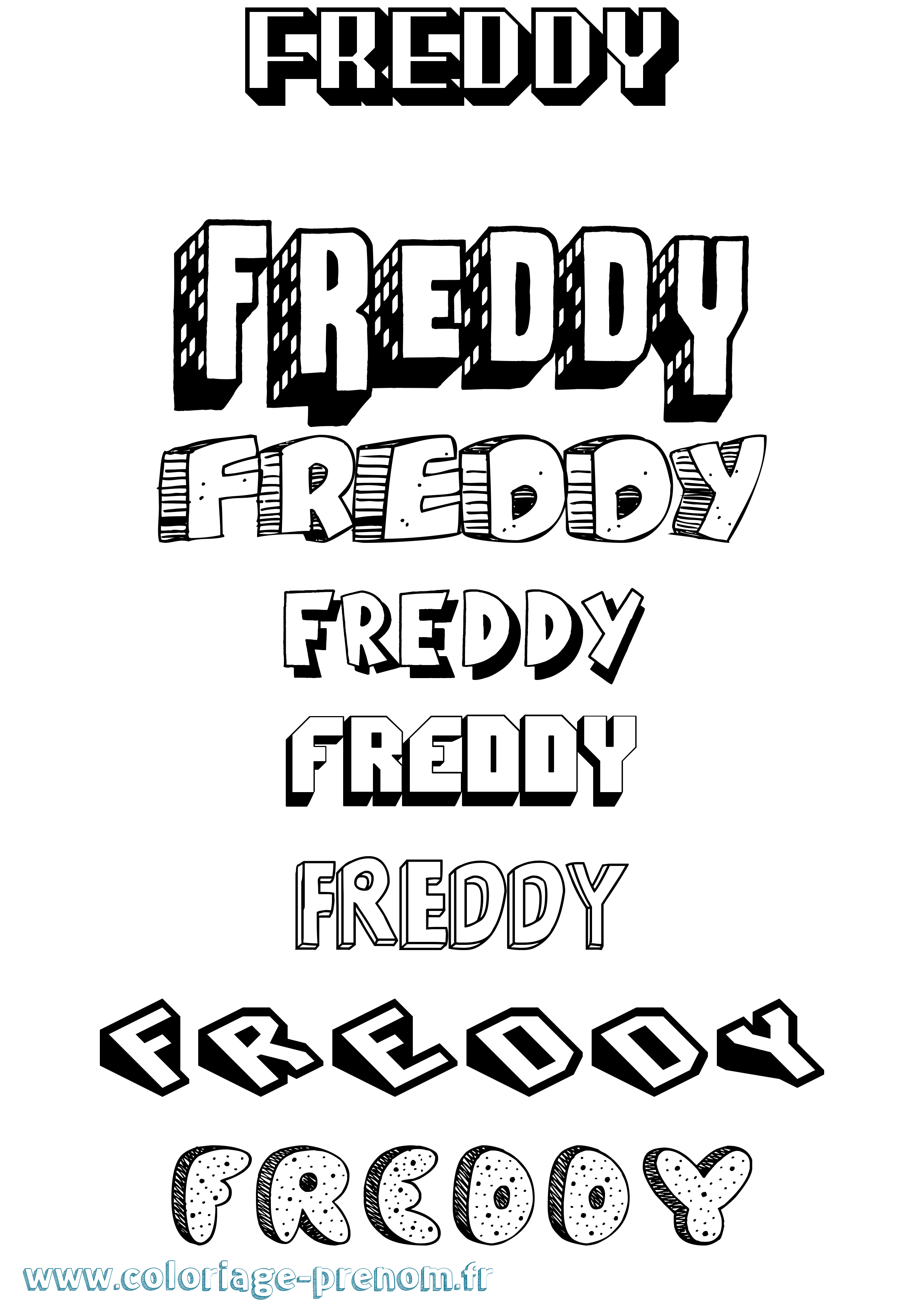 Coloriage Freddy Effet 3D Coloriage prénom Freddy Effet 3D
