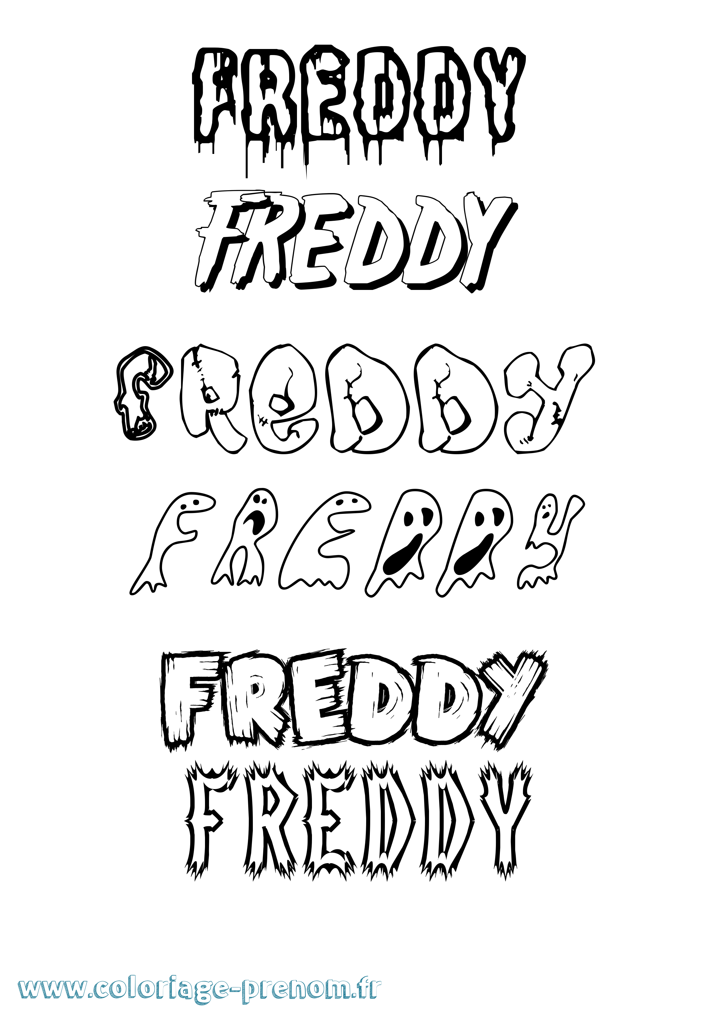 Coloriage Freddy Frisson Coloriage prénom Freddy Frisson
