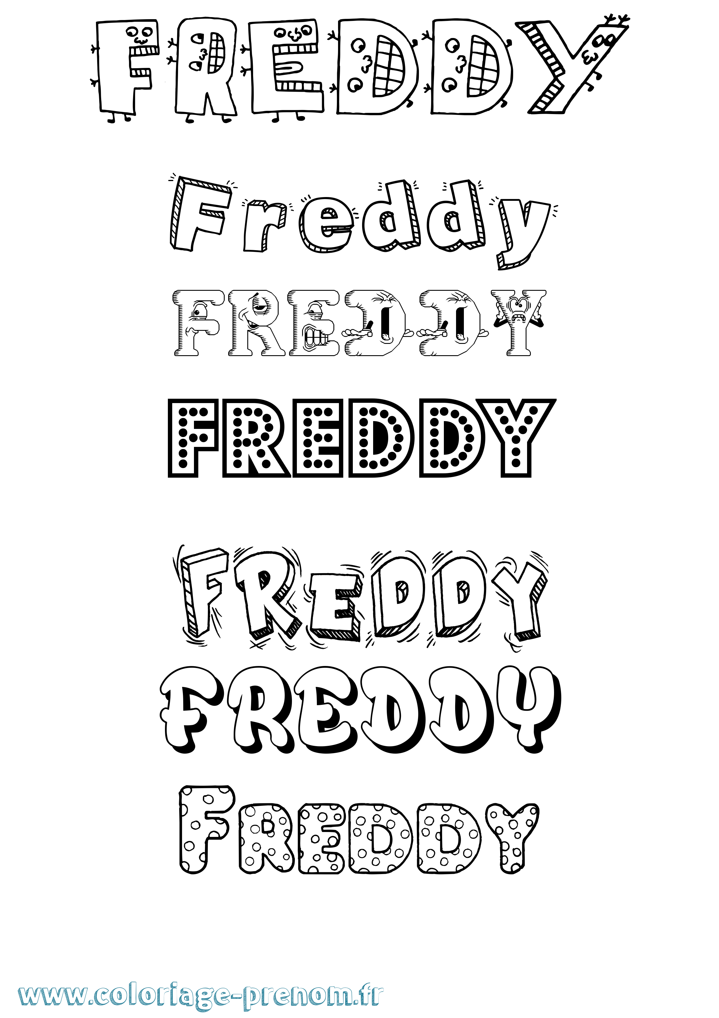 Coloriage Freddy Fun Coloriage prénom Freddy Fun