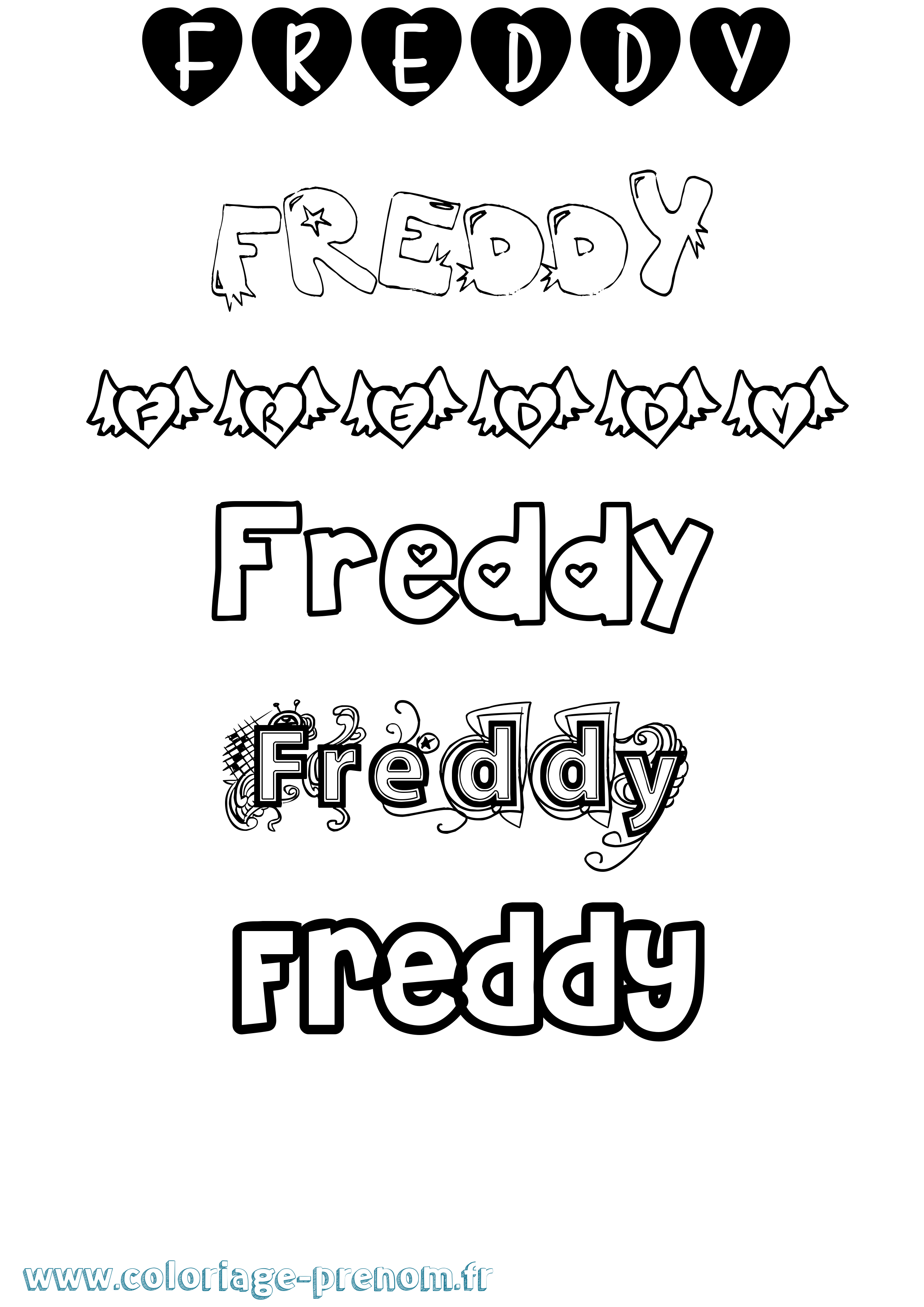 Coloriage Freddy Girly Coloriage prénom Freddy Girly
