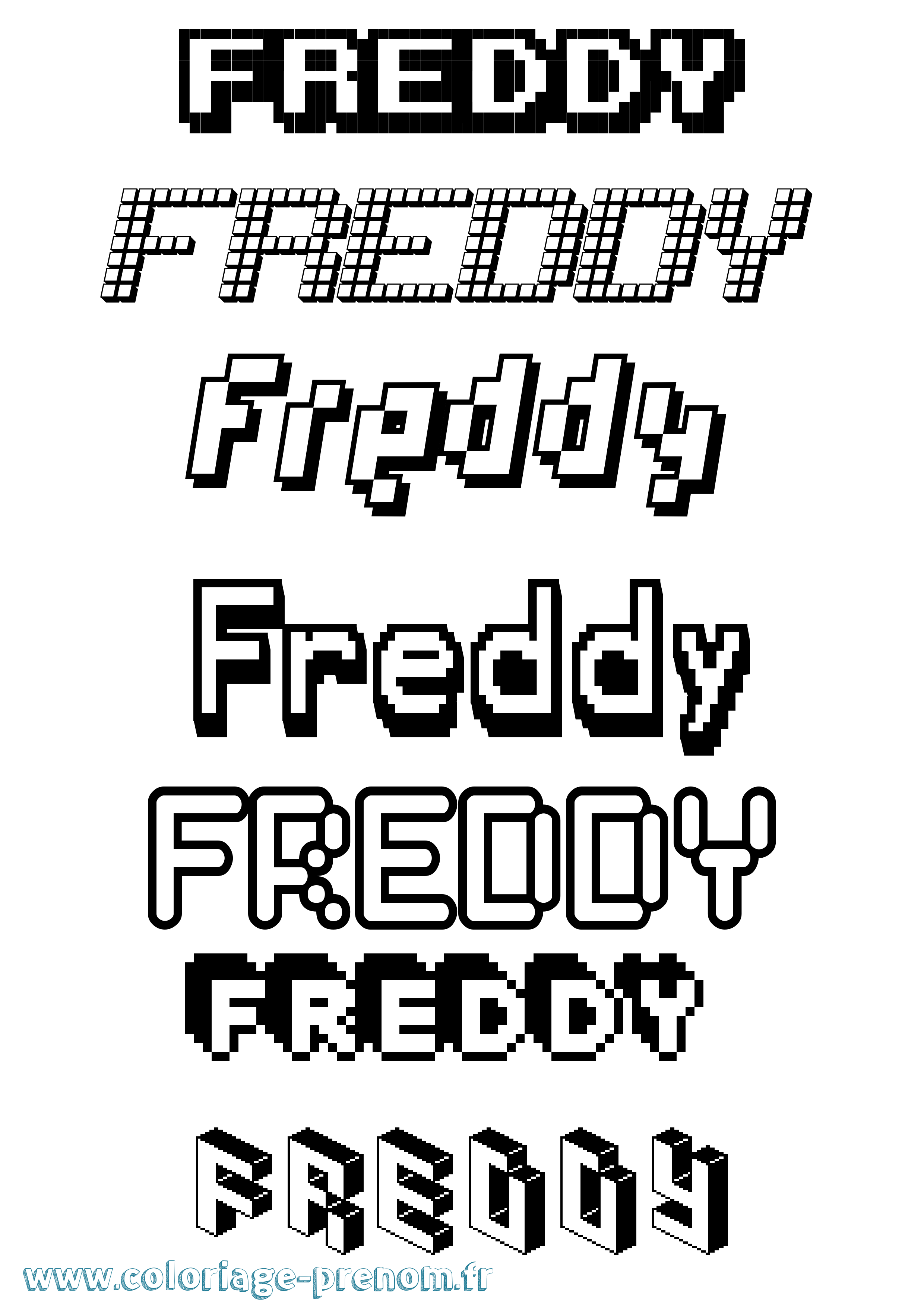 Coloriage Freddy Pixel Coloriage prénom Freddy Pixel