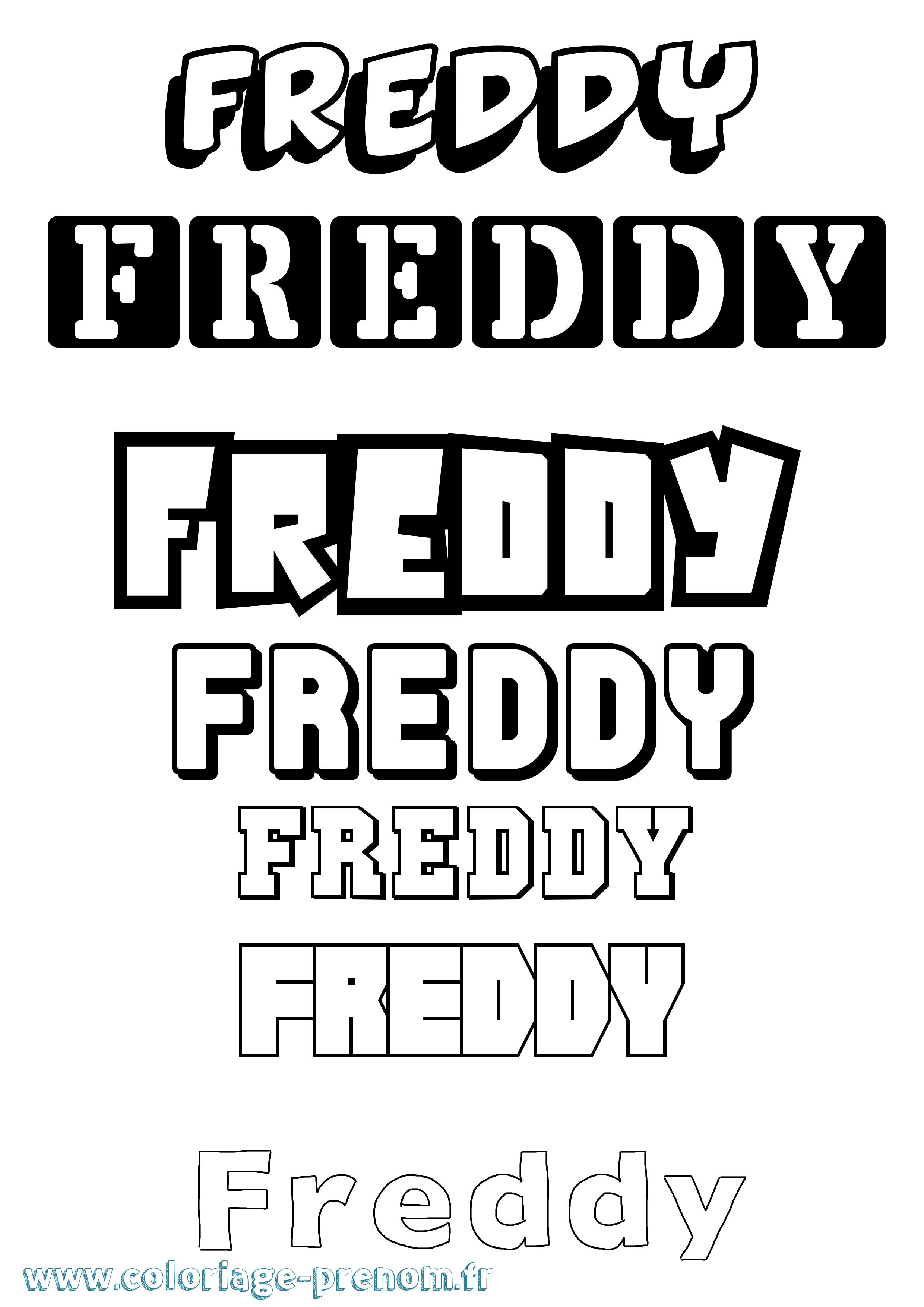 Coloriage Freddy Simple Coloriage prénom Freddy Simple
