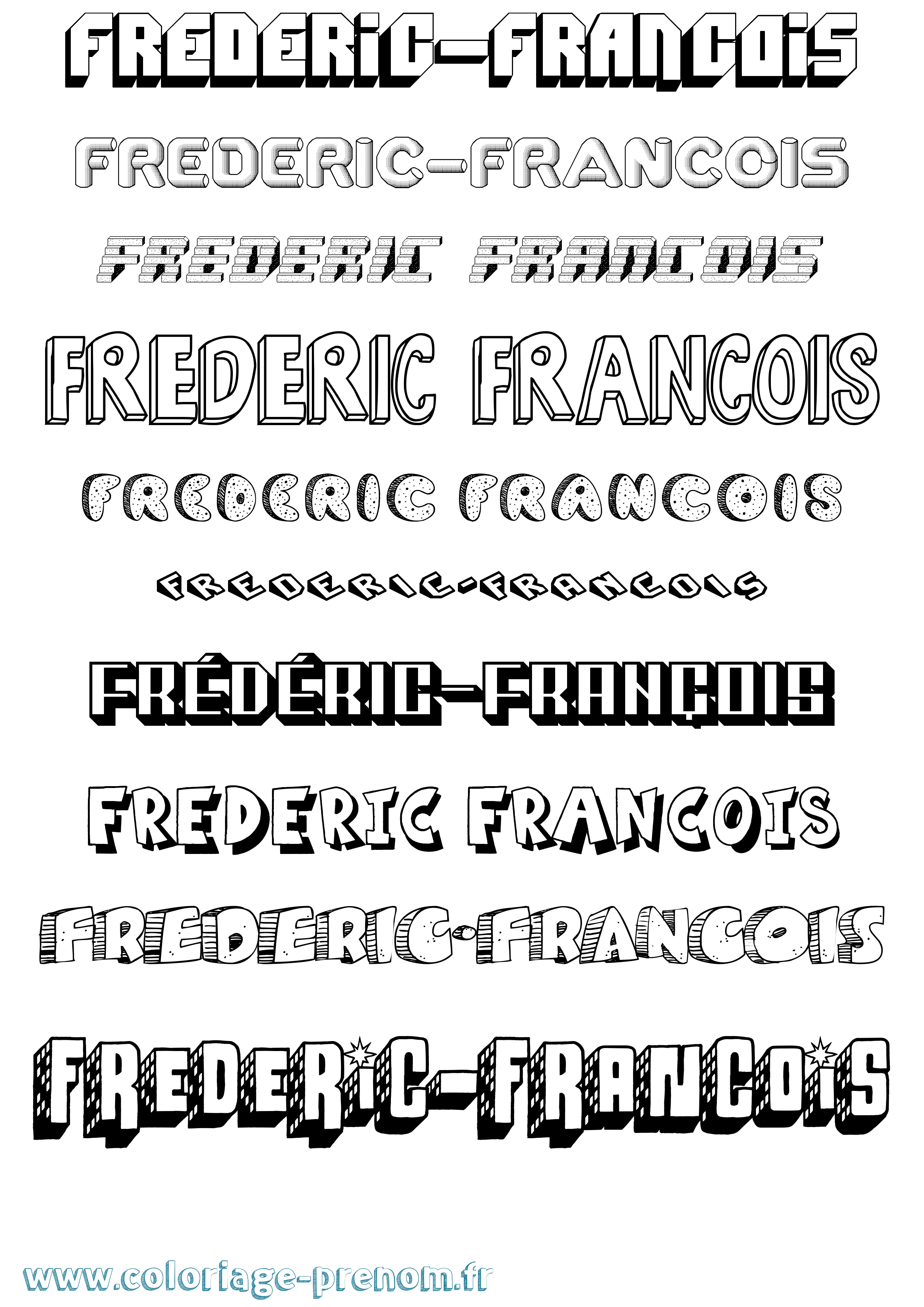 Coloriage Frédéric-François Effet 3D Coloriage prénom Frédéric-François Effet 3D