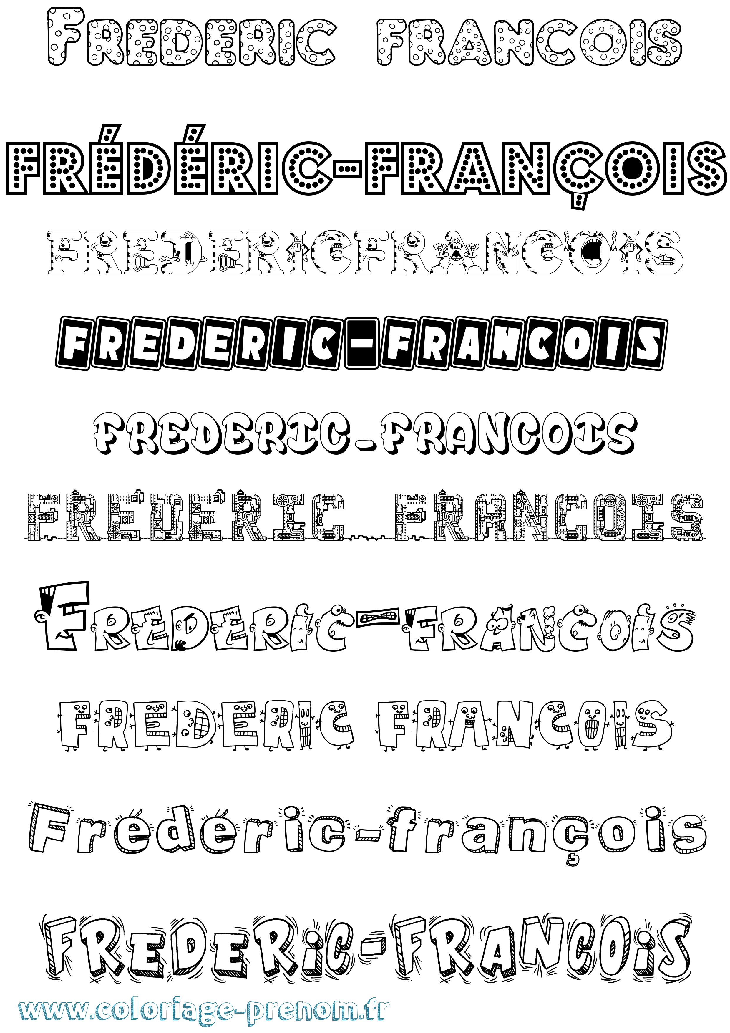 Coloriage Frédéric-François Fun Coloriage prénom Frédéric-François Fun