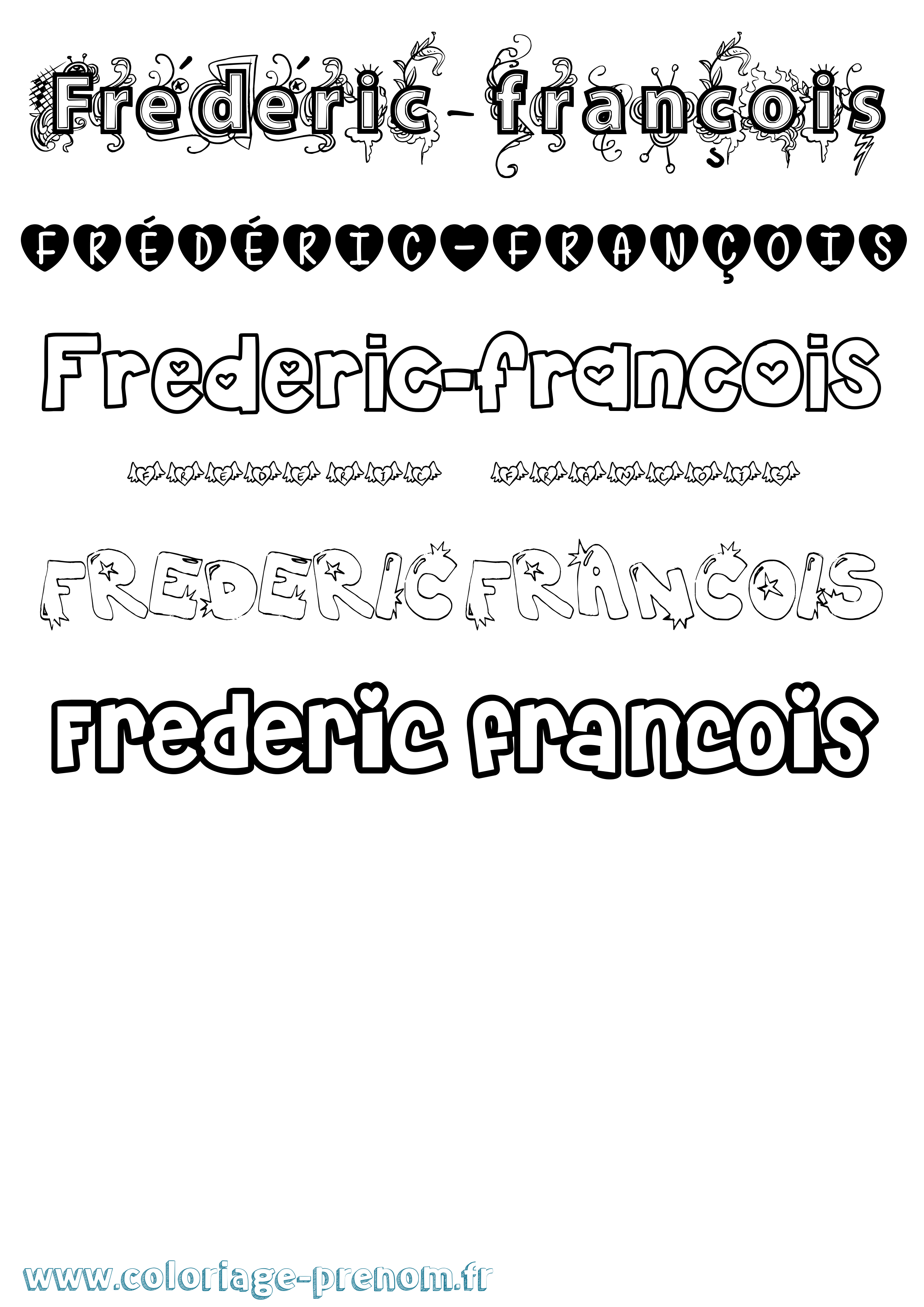 Coloriage Frédéric-François Girly Coloriage prénom Frédéric-François Girly