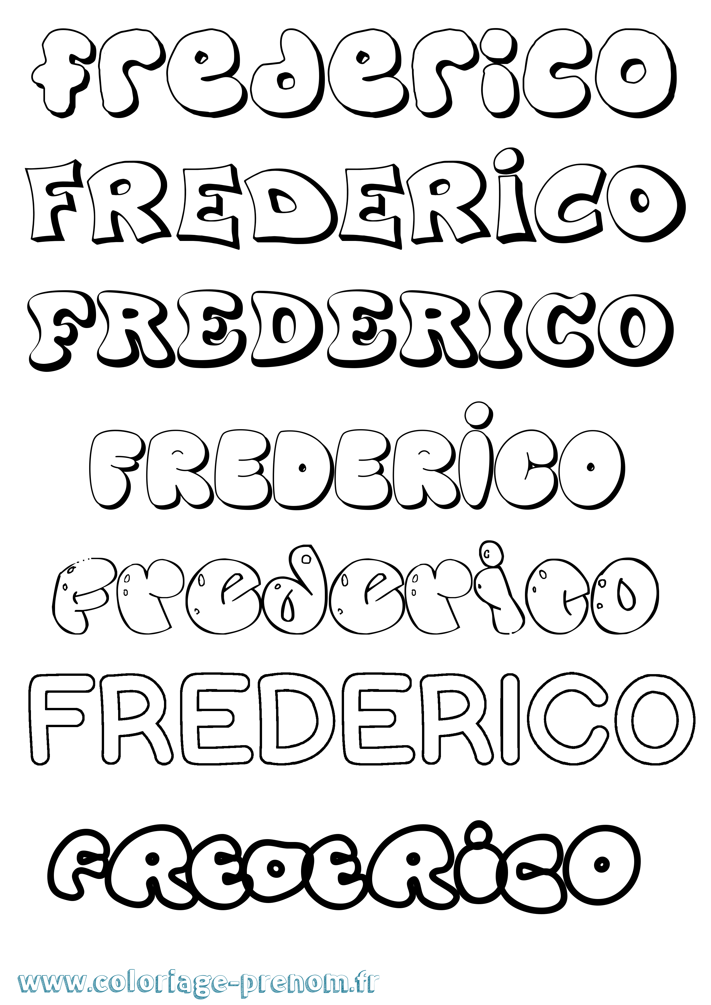 Coloriage Frederico Bubble Coloriage prénom Frederico Bubble