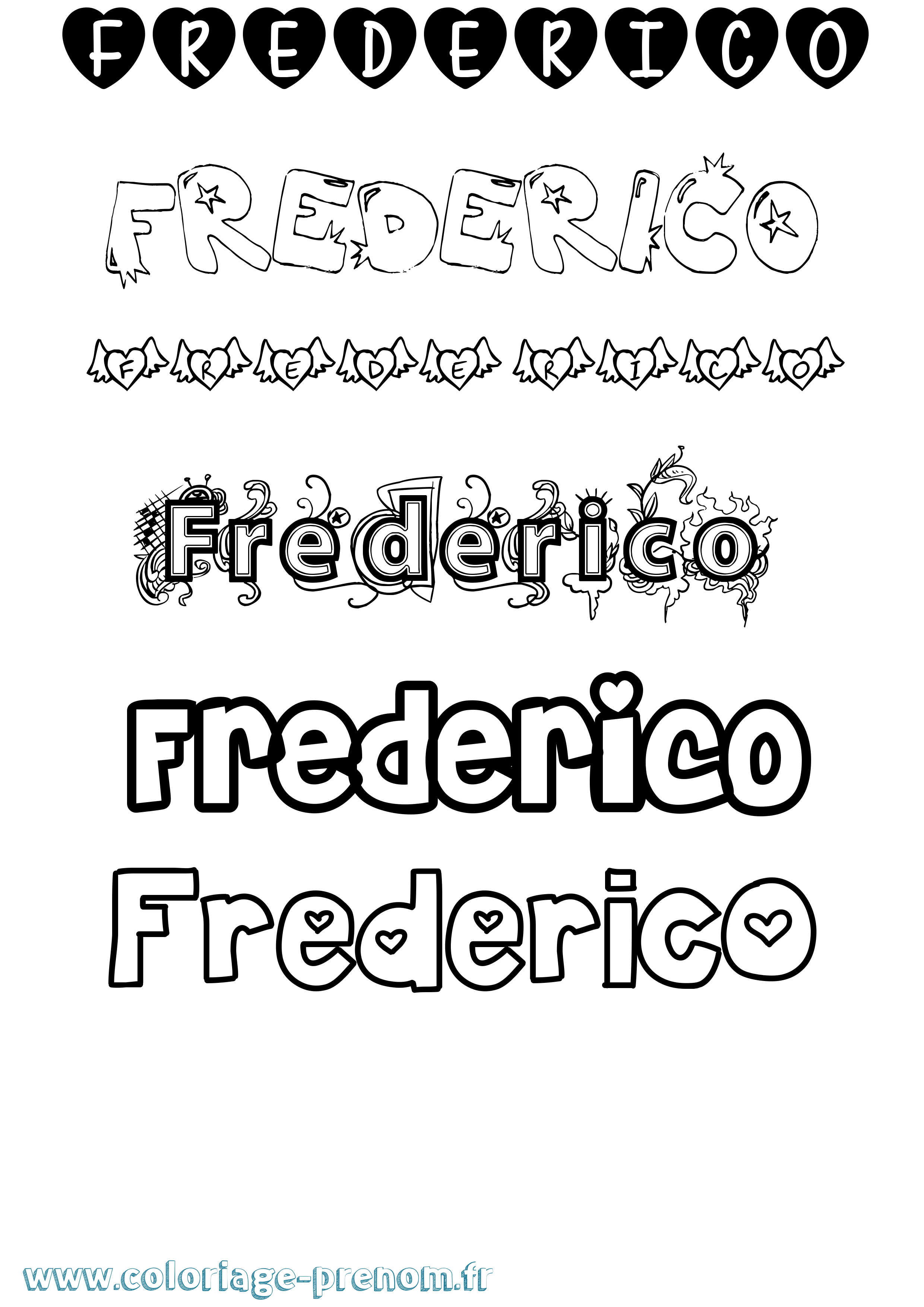 Coloriage Frederico Girly Coloriage prénom Frederico Girly