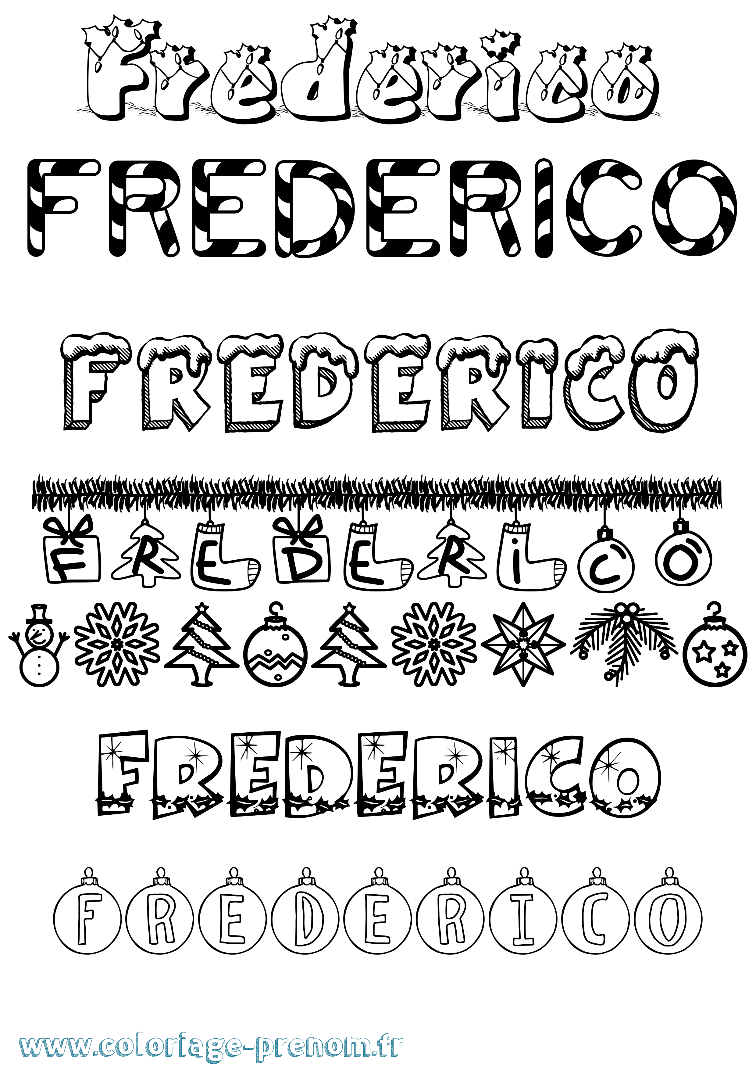 Coloriage Frederico Noël Coloriage prénom Frederico Noël