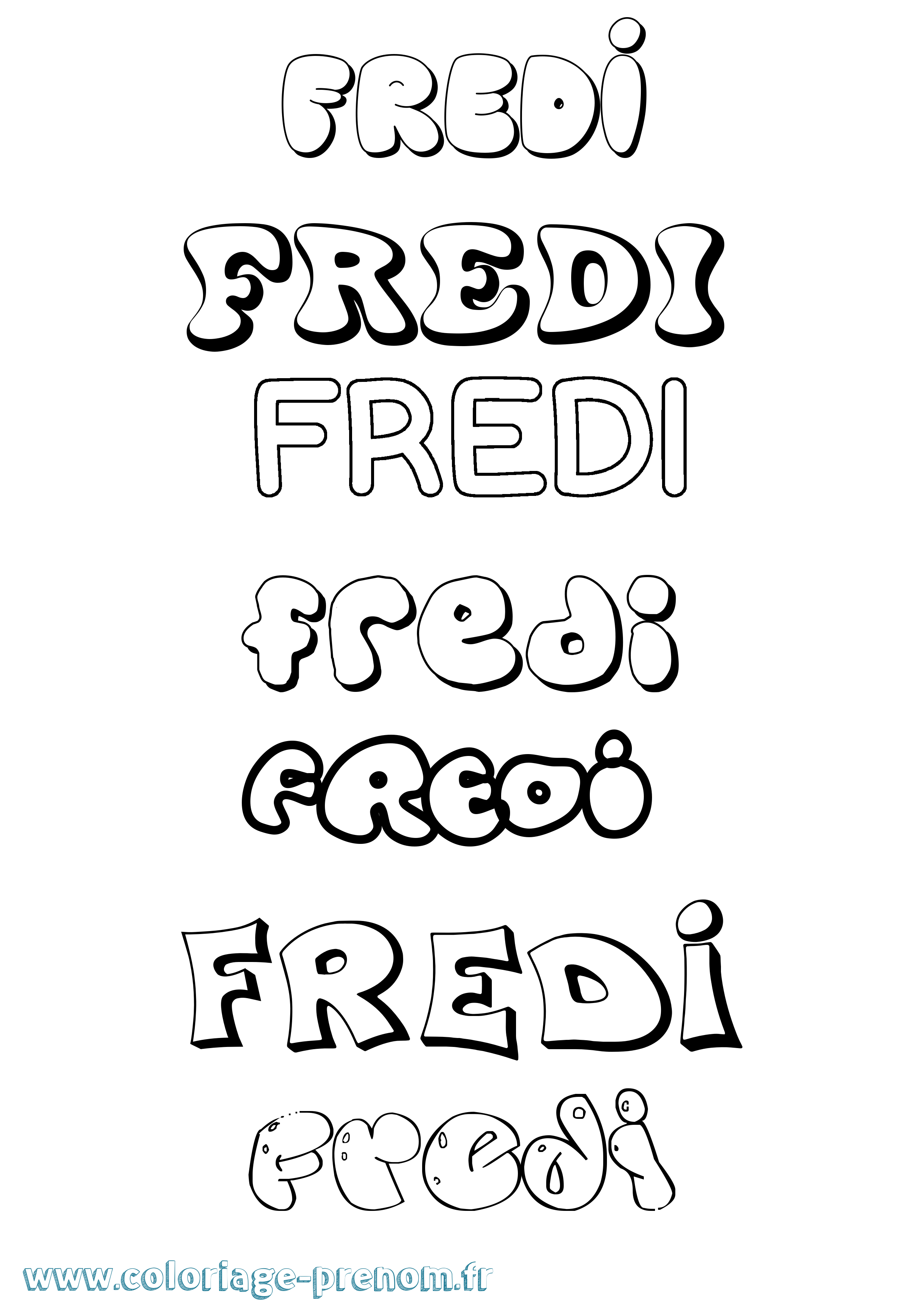 Coloriage Fredi Bubble Coloriage prénom Fredi Bubble