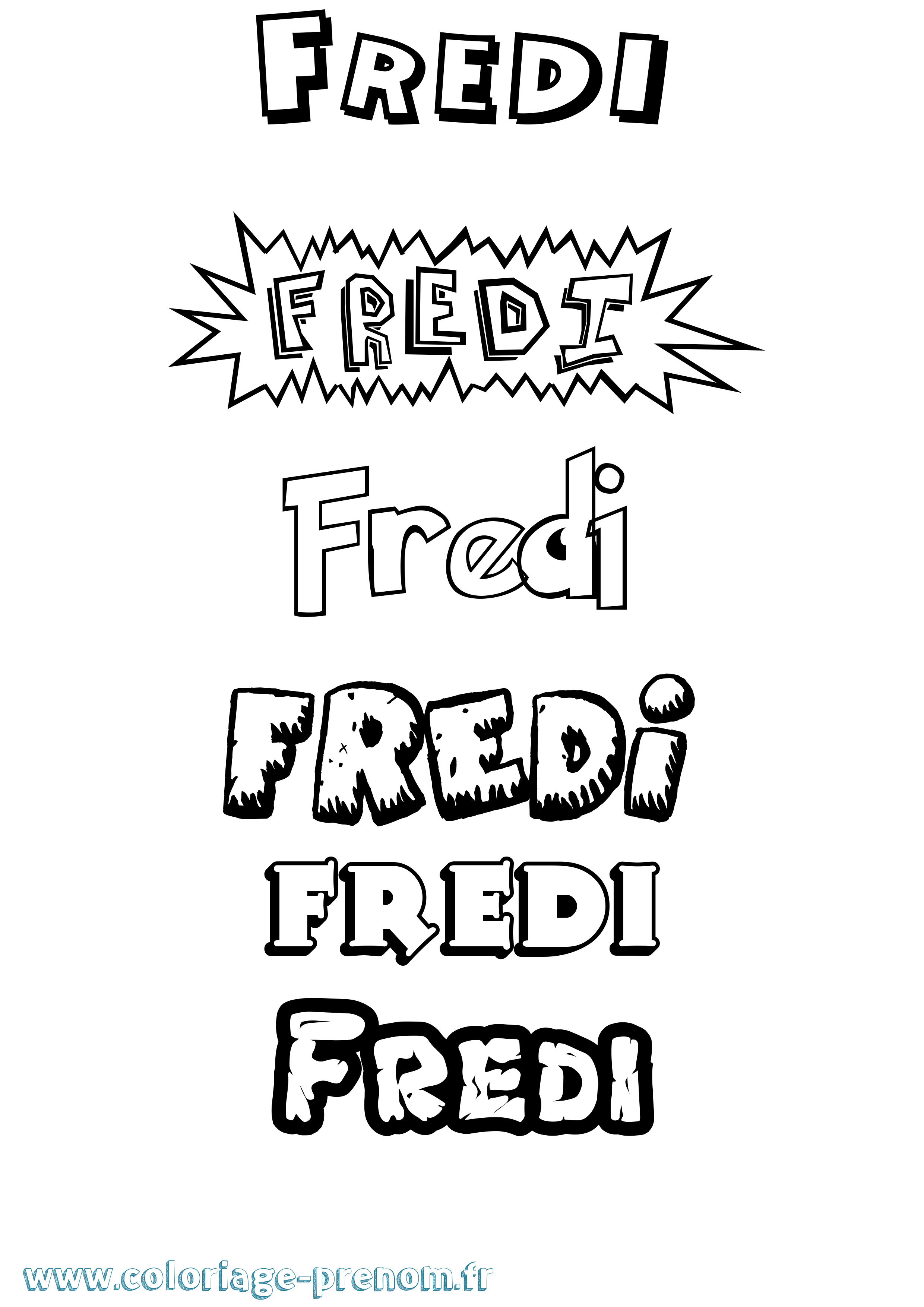 Coloriage Fredi Dessin Animé Coloriage prénom Fredi Dessin Animé