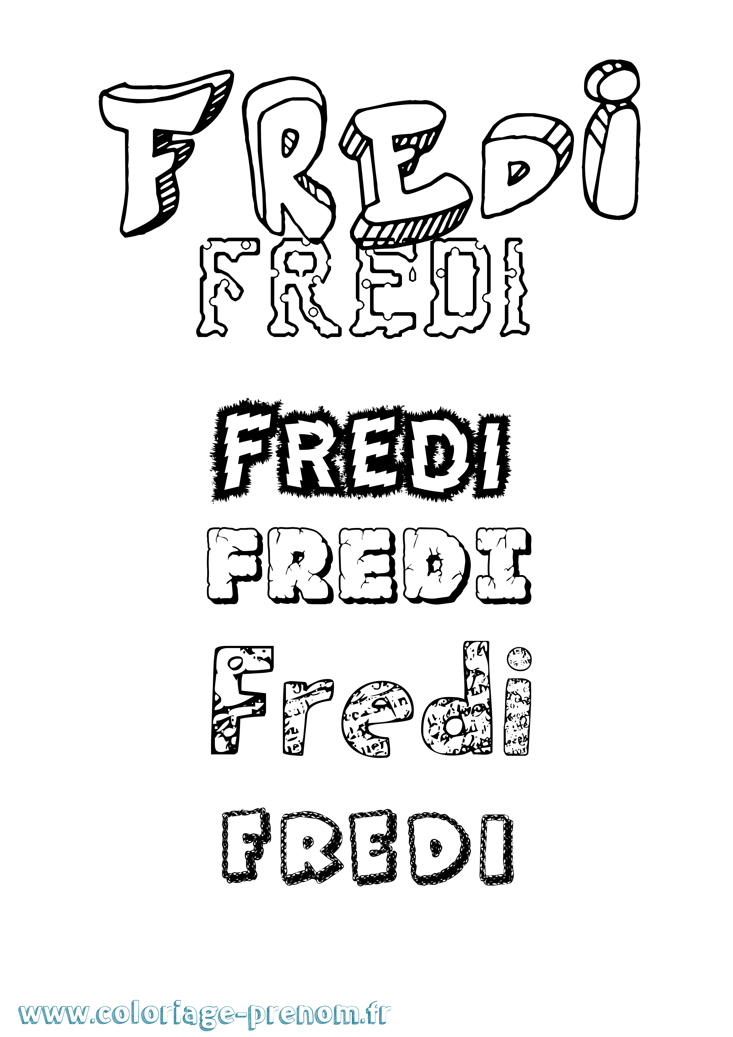 Coloriage Fredi Destructuré Coloriage prénom Fredi Destructuré
