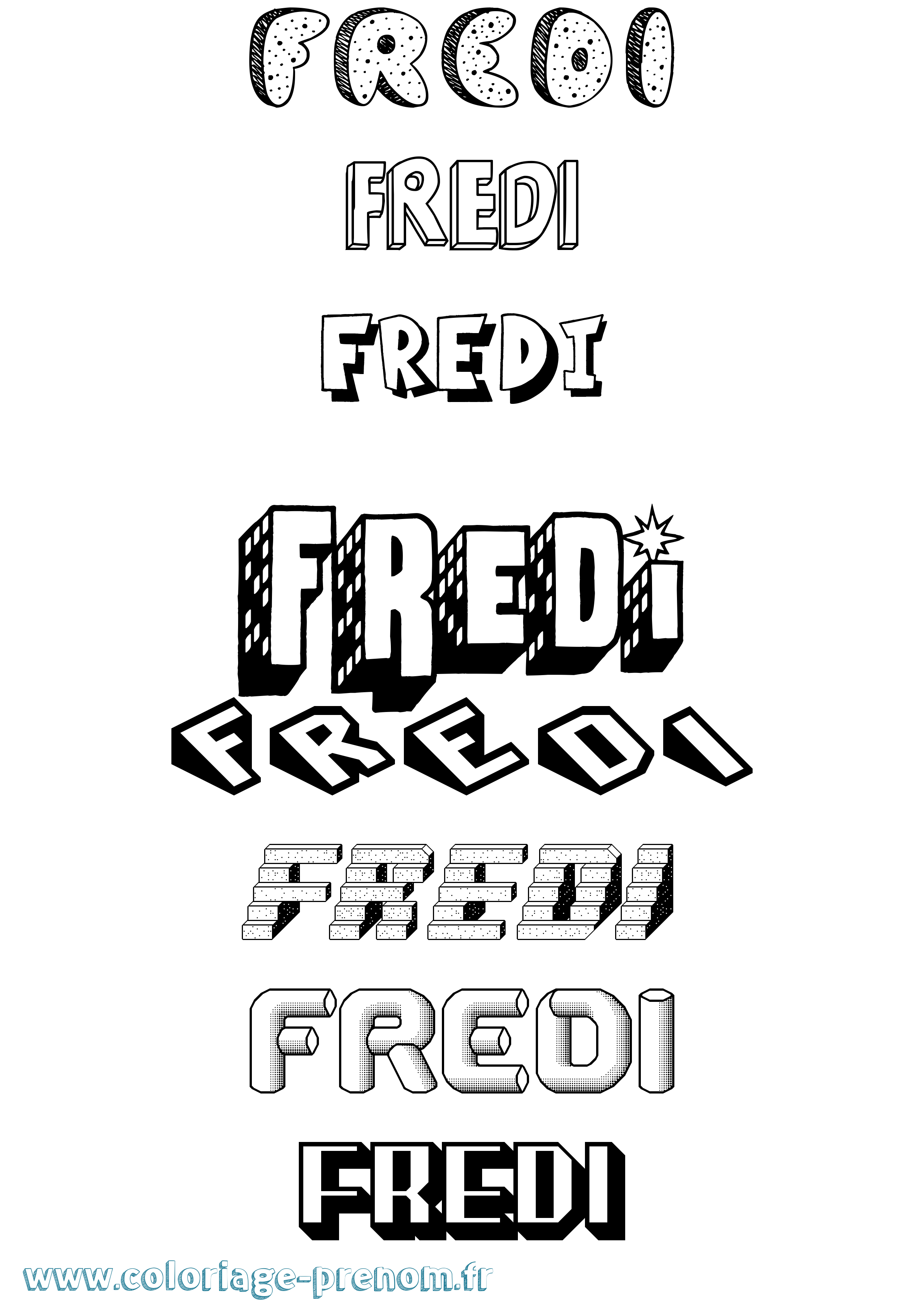 Coloriage Fredi Effet 3D Coloriage prénom Fredi Effet 3D