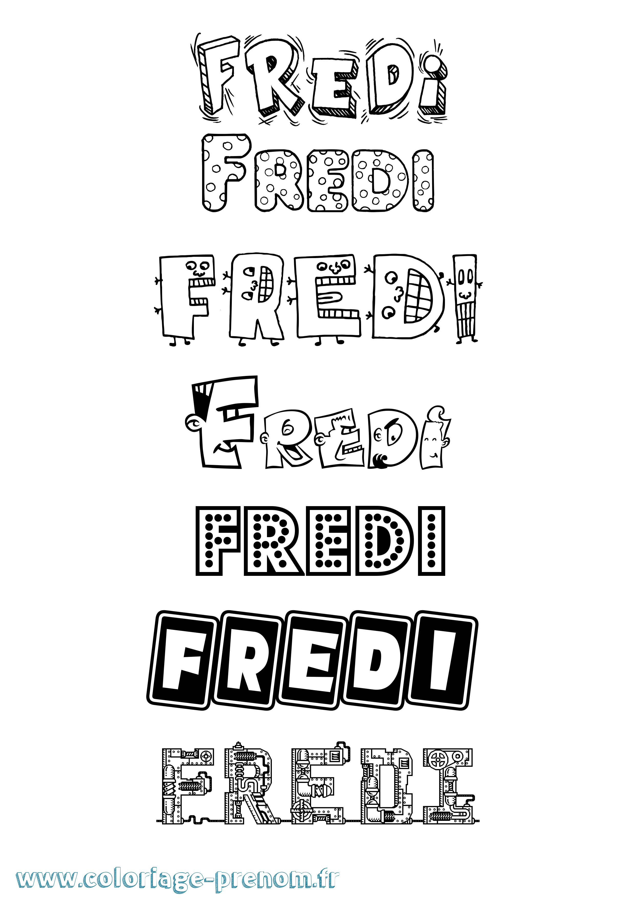 Coloriage Fredi Fun Coloriage prénom Fredi Fun