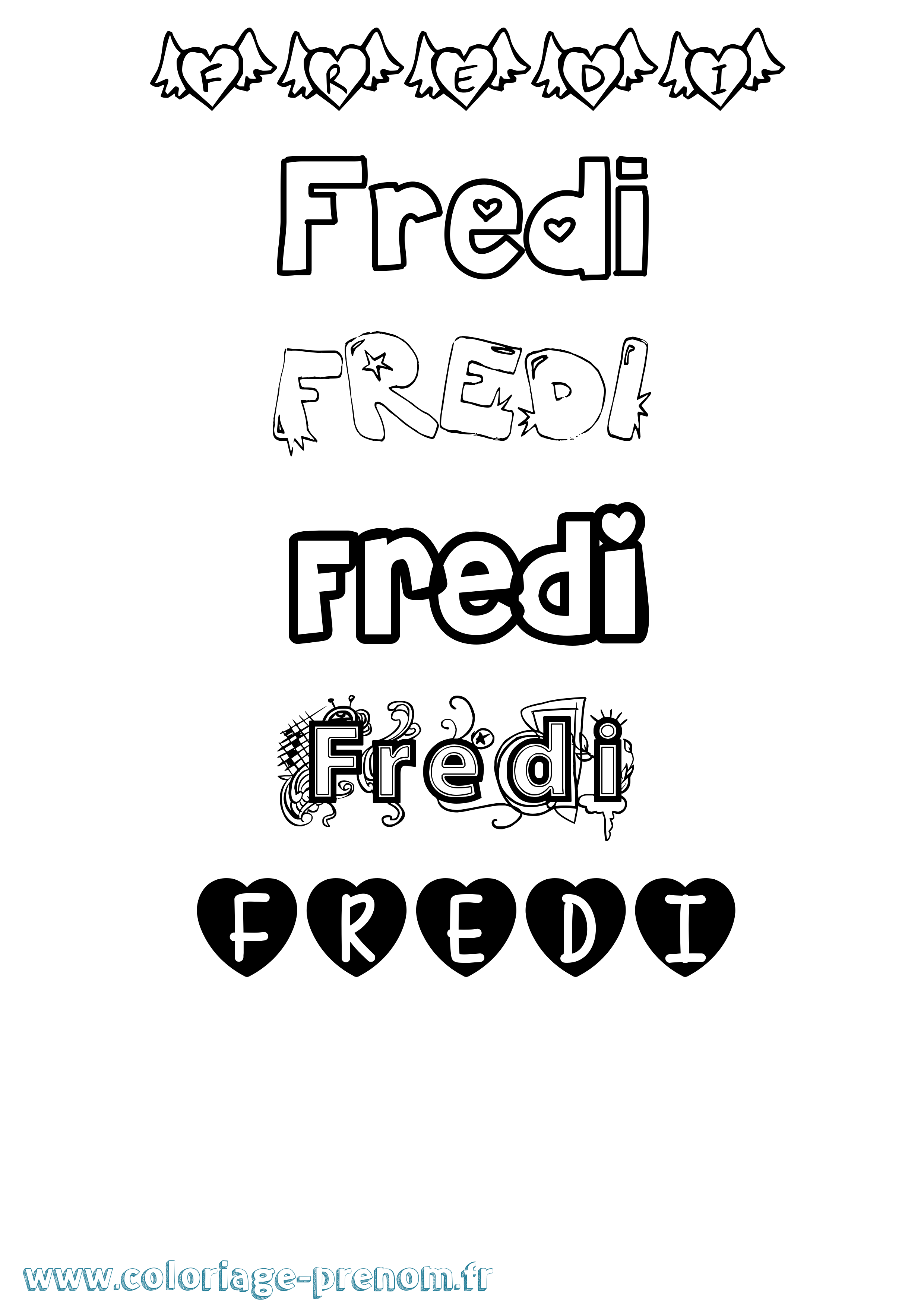Coloriage Fredi Girly Coloriage prénom Fredi Girly