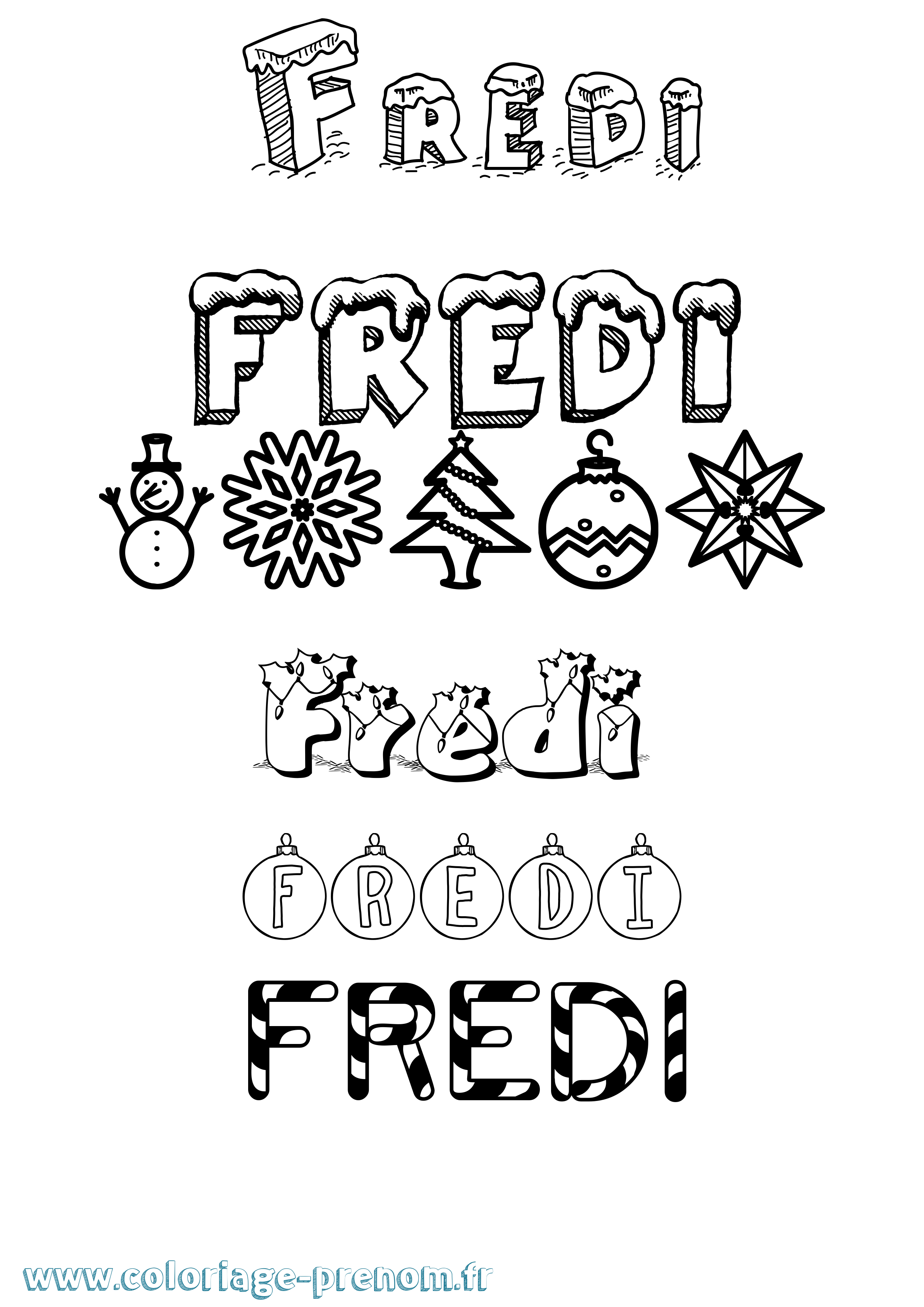 Coloriage Fredi Noël Coloriage prénom Fredi Noël