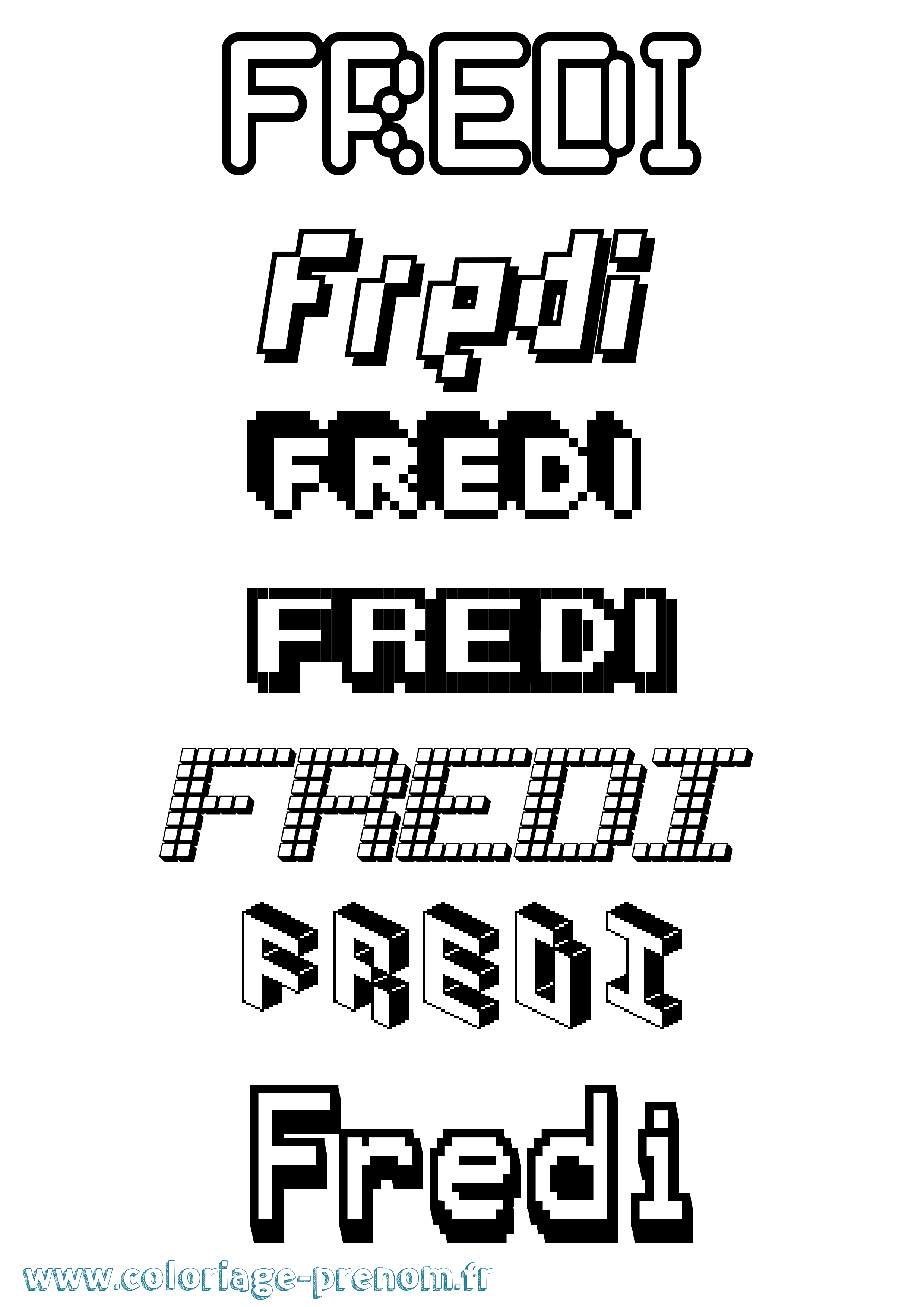 Coloriage Fredi Pixel Coloriage prénom Fredi Pixel