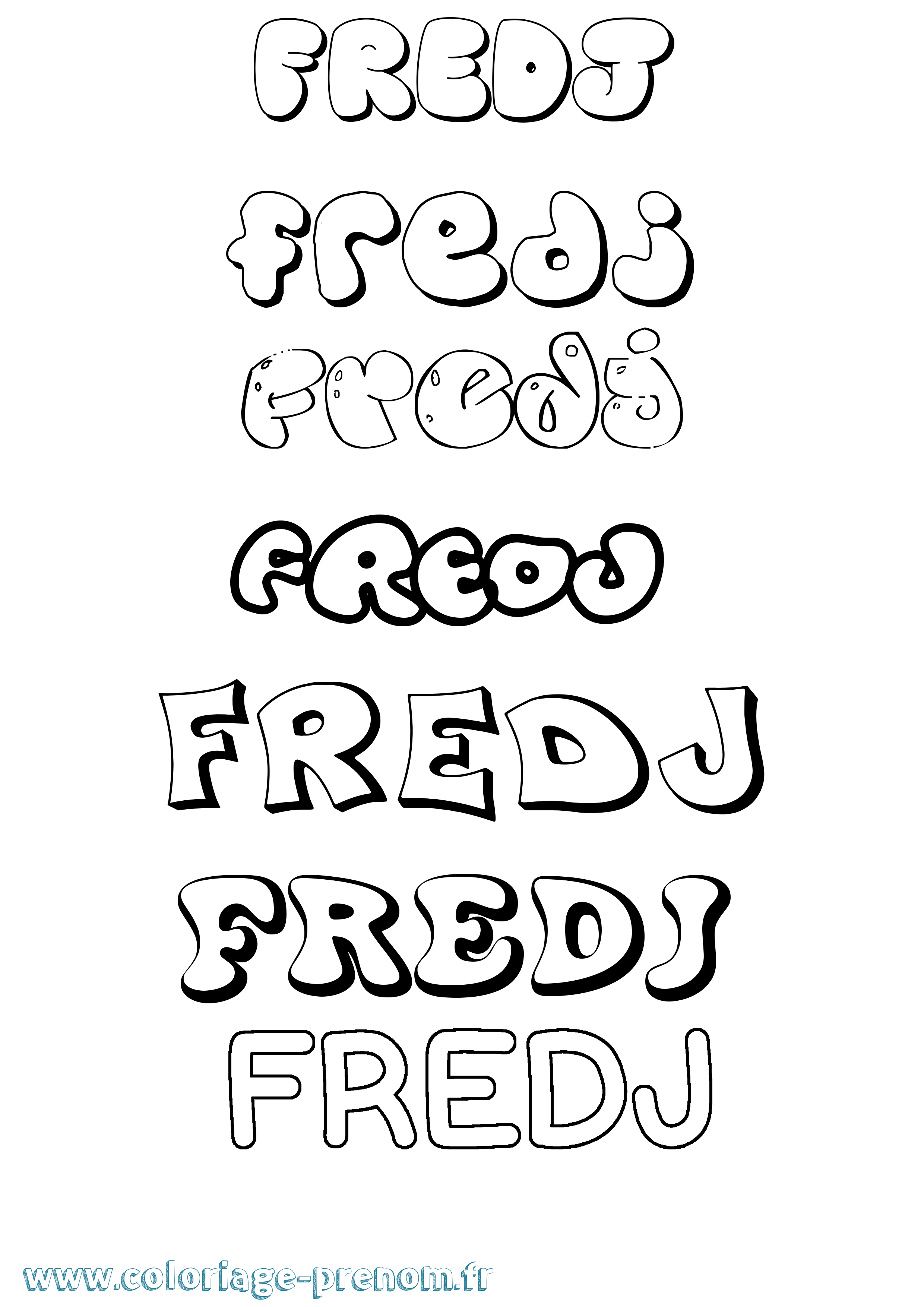Coloriage Fredj Bubble Coloriage prénom Fredj Bubble