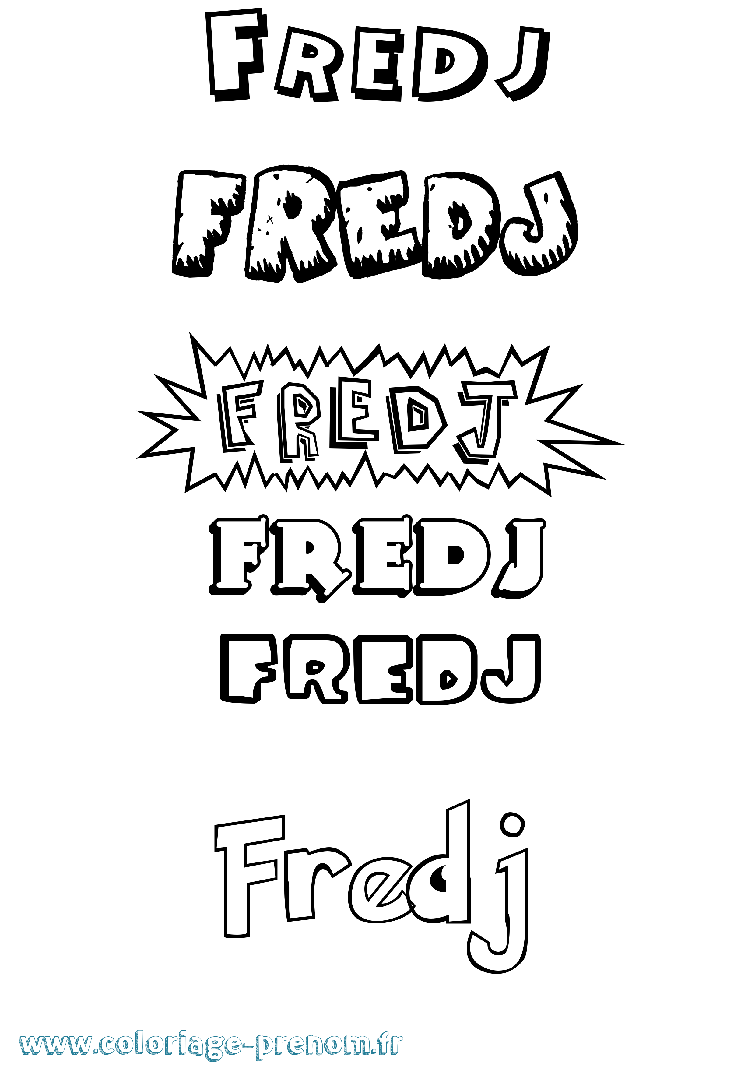 Coloriage Fredj Dessin Animé Coloriage prénom Fredj Dessin Animé