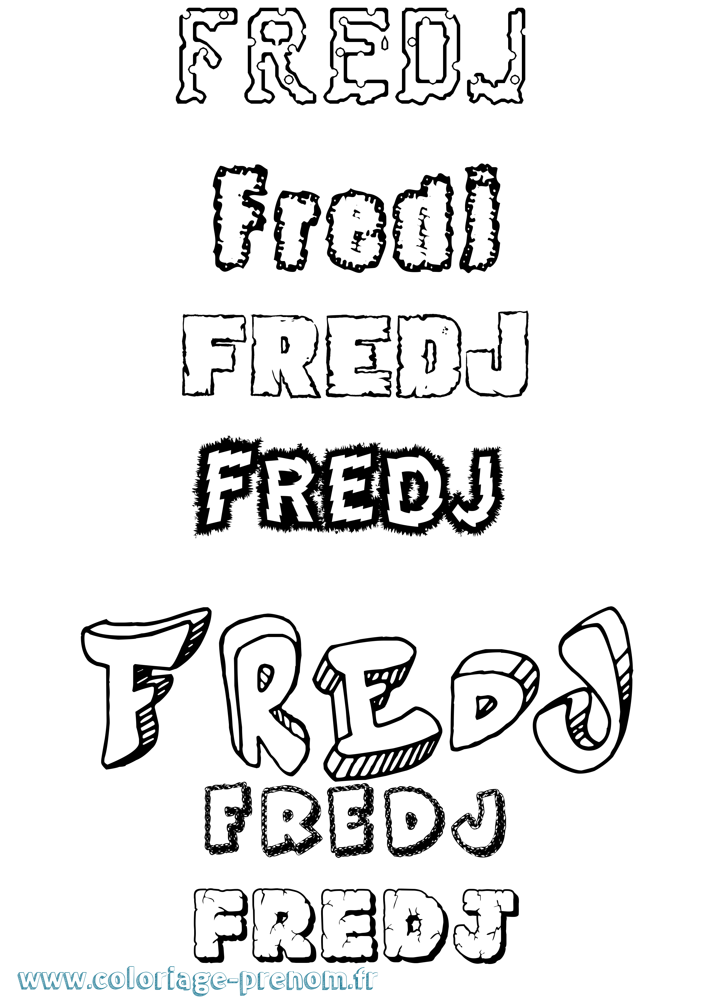 Coloriage Fredj Destructuré Coloriage prénom Fredj Destructuré