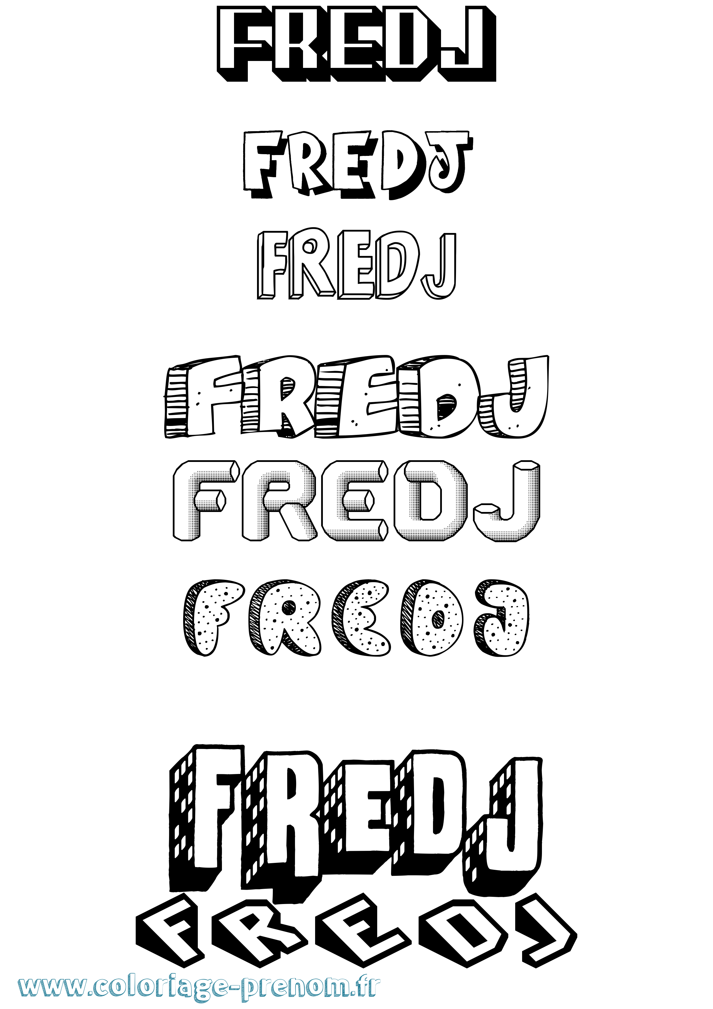 Coloriage Fredj Effet 3D Coloriage prénom Fredj Effet 3D