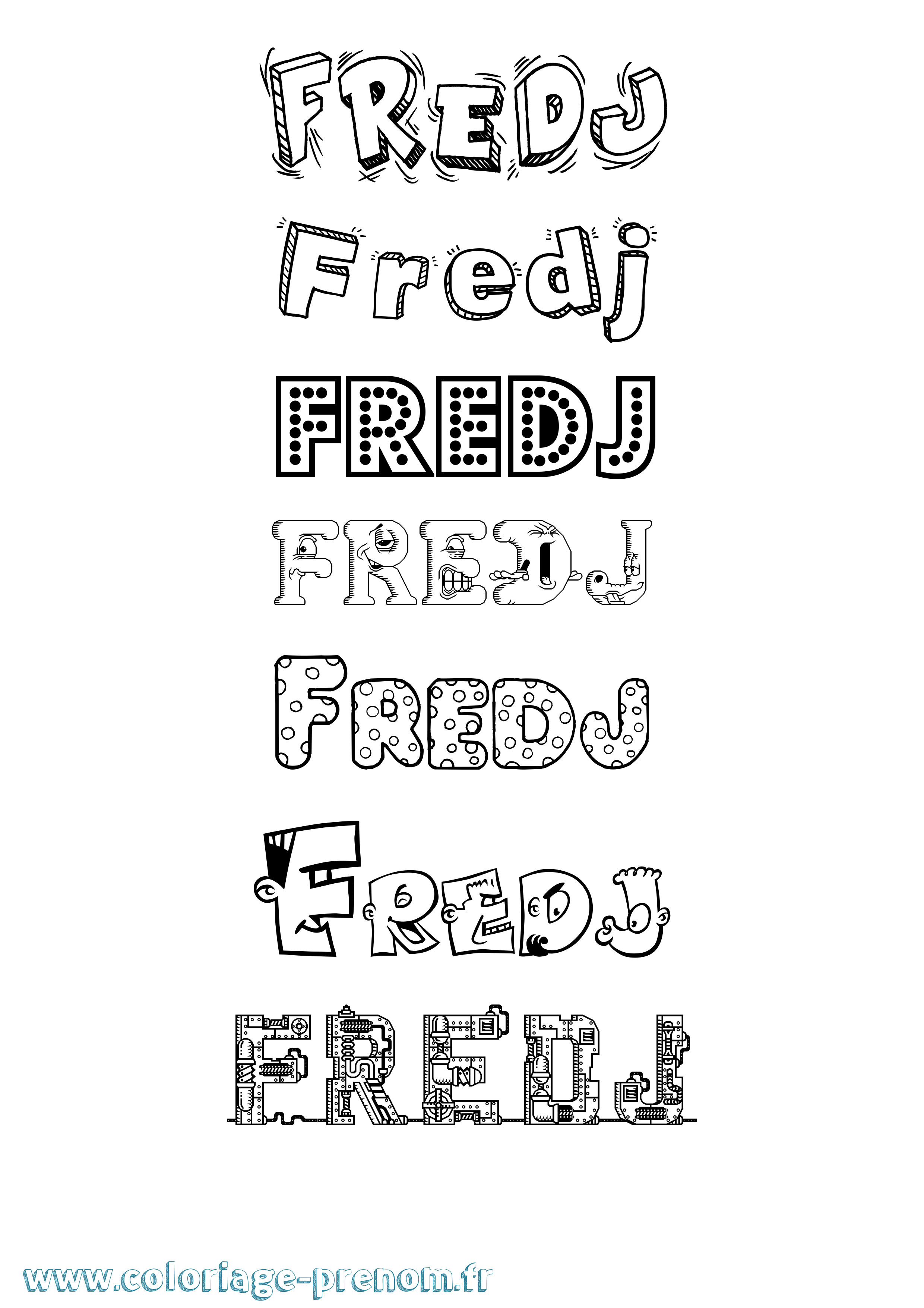 Coloriage Fredj Fun Coloriage prénom Fredj Fun