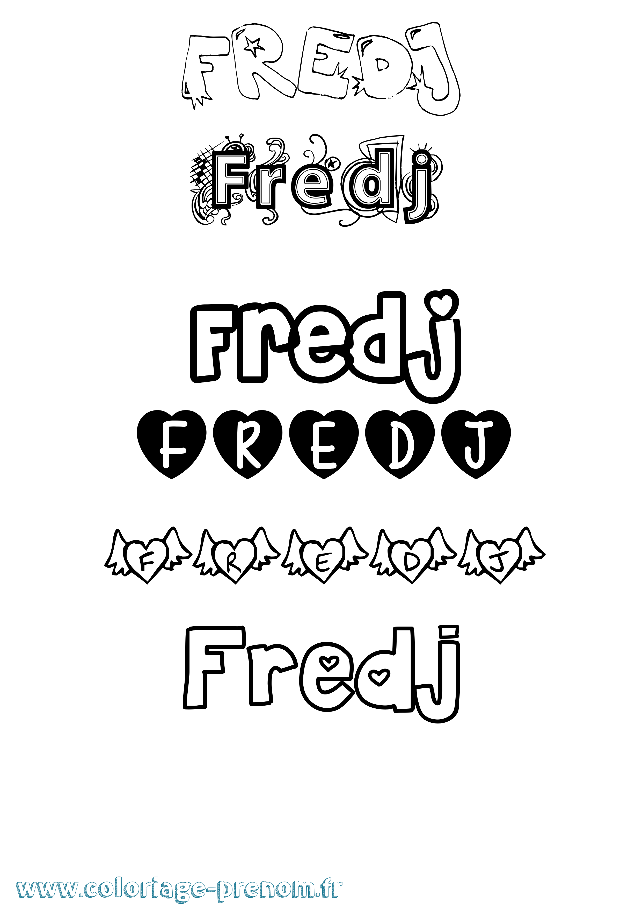 Coloriage Fredj Girly Coloriage prénom Fredj Girly