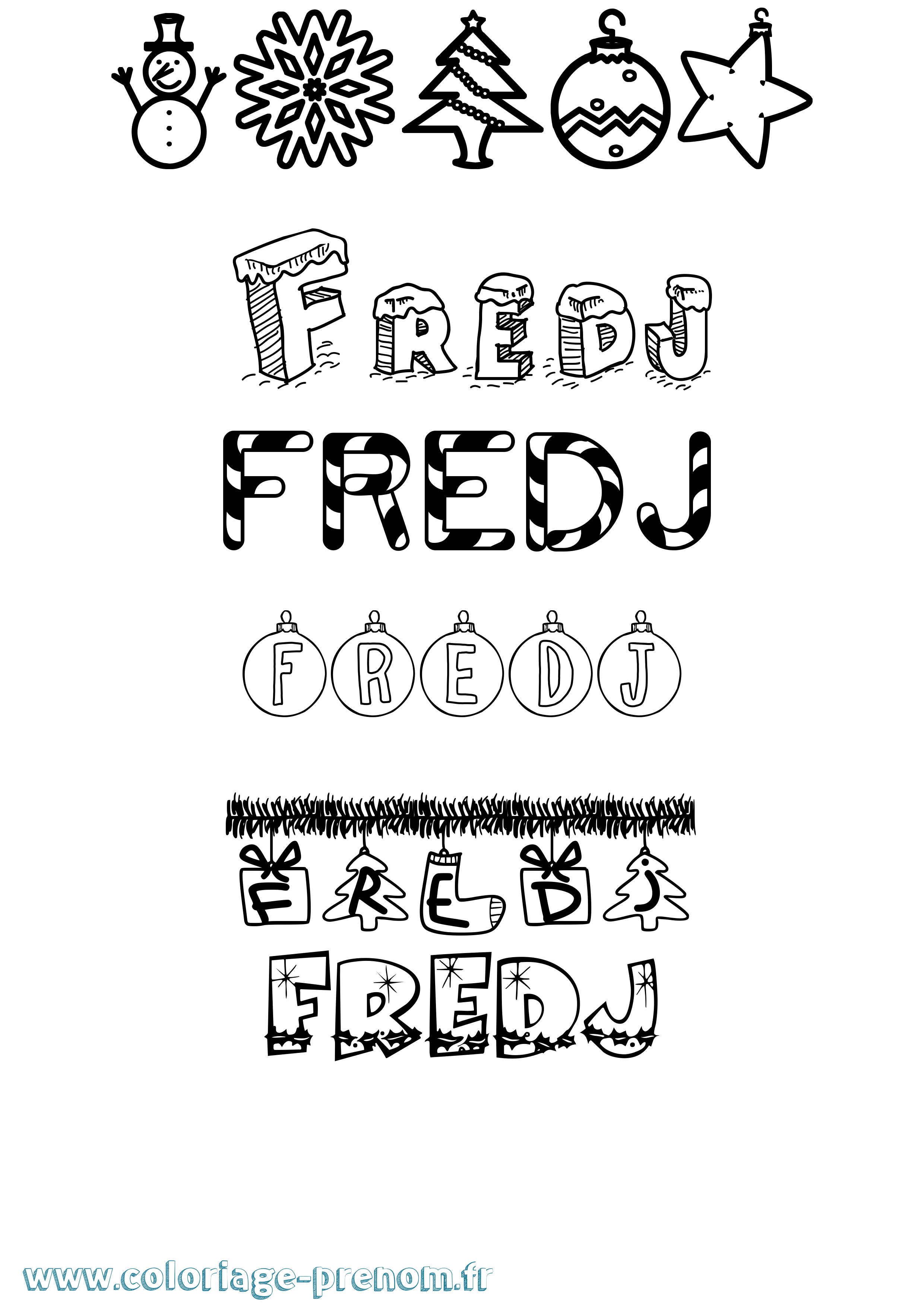 Coloriage Fredj Noël Coloriage prénom Fredj Noël