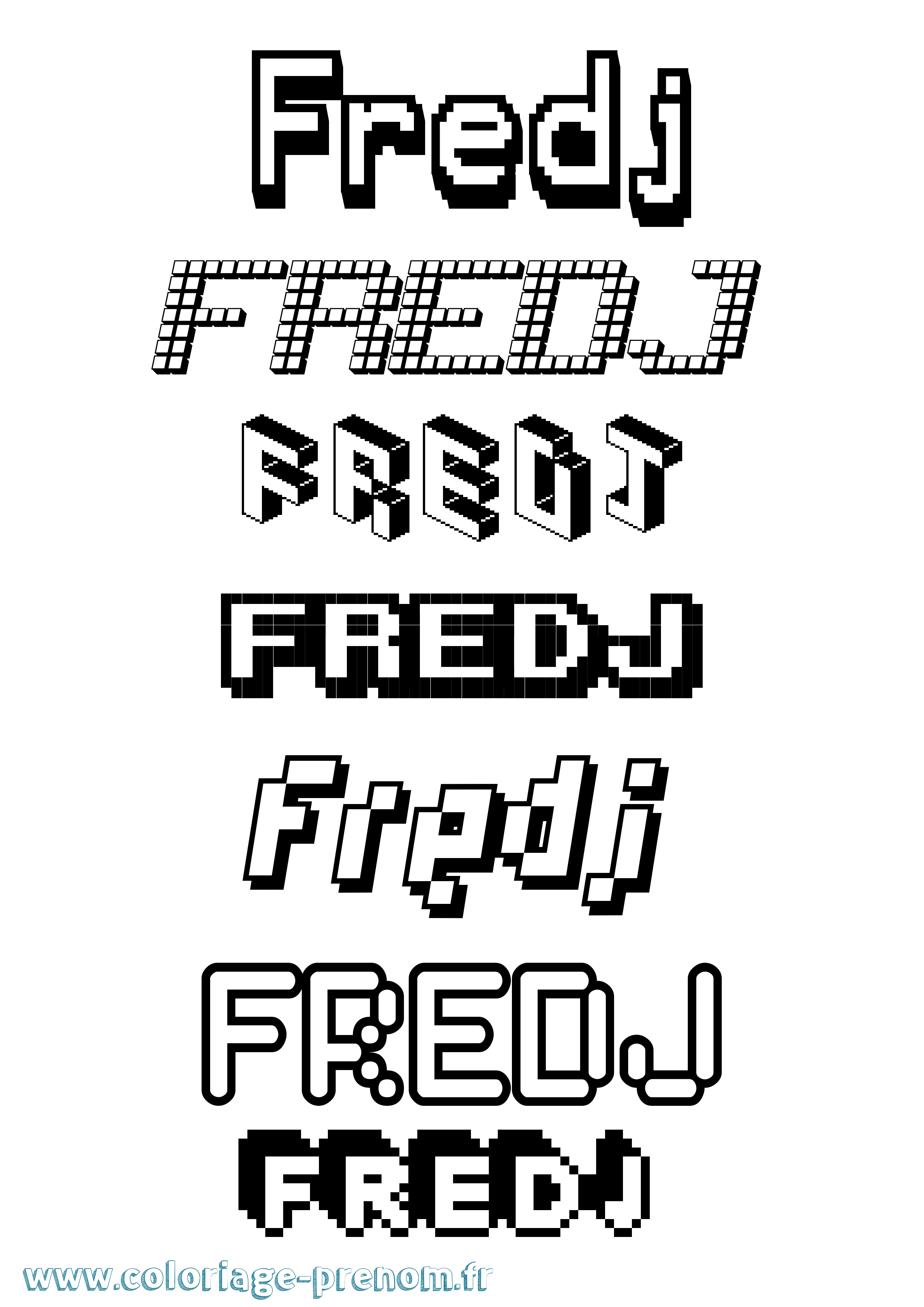 Coloriage Fredj Pixel Coloriage prénom Fredj Pixel