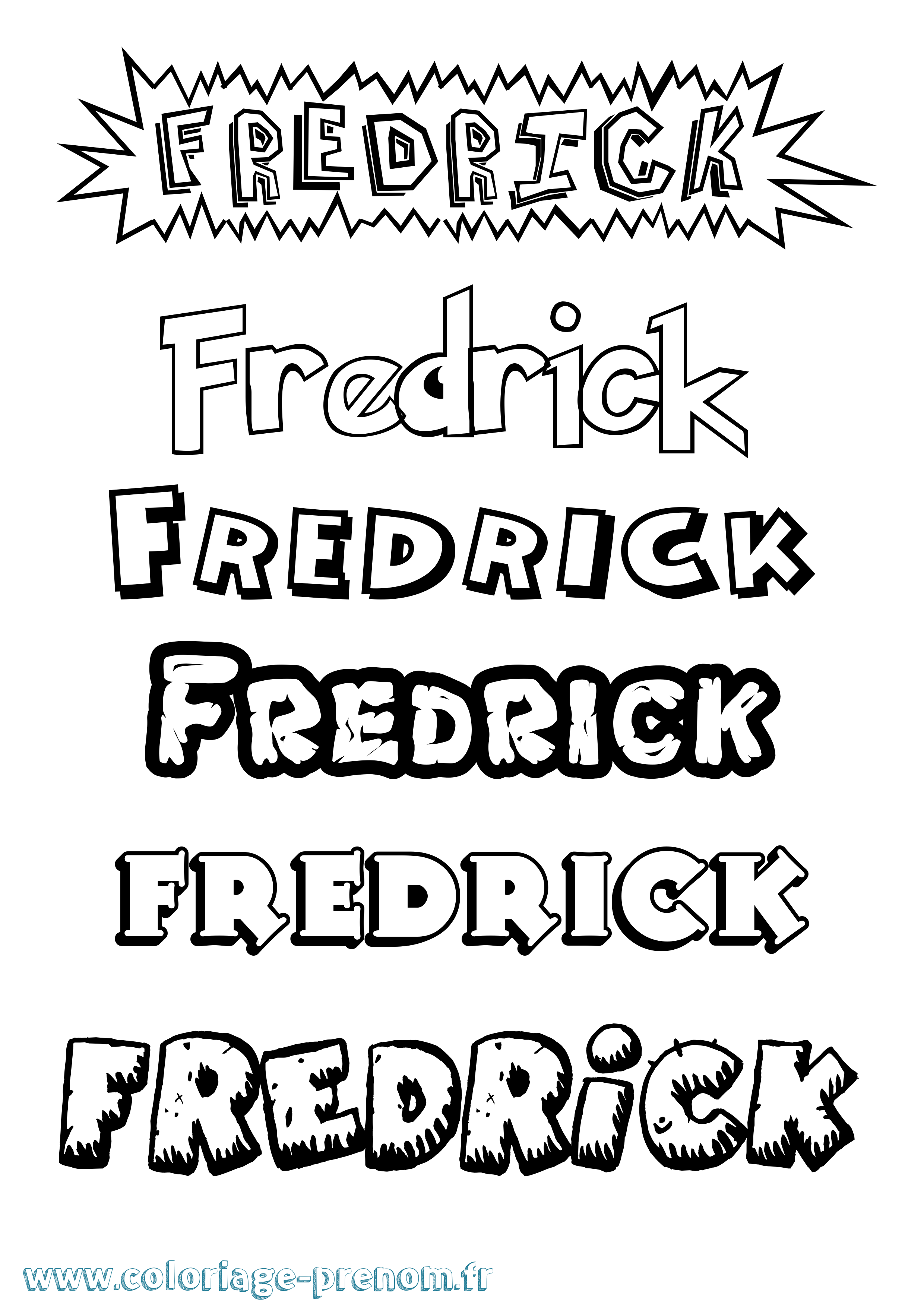 Coloriage Fredrick Dessin Animé Coloriage prénom Fredrick Dessin Animé