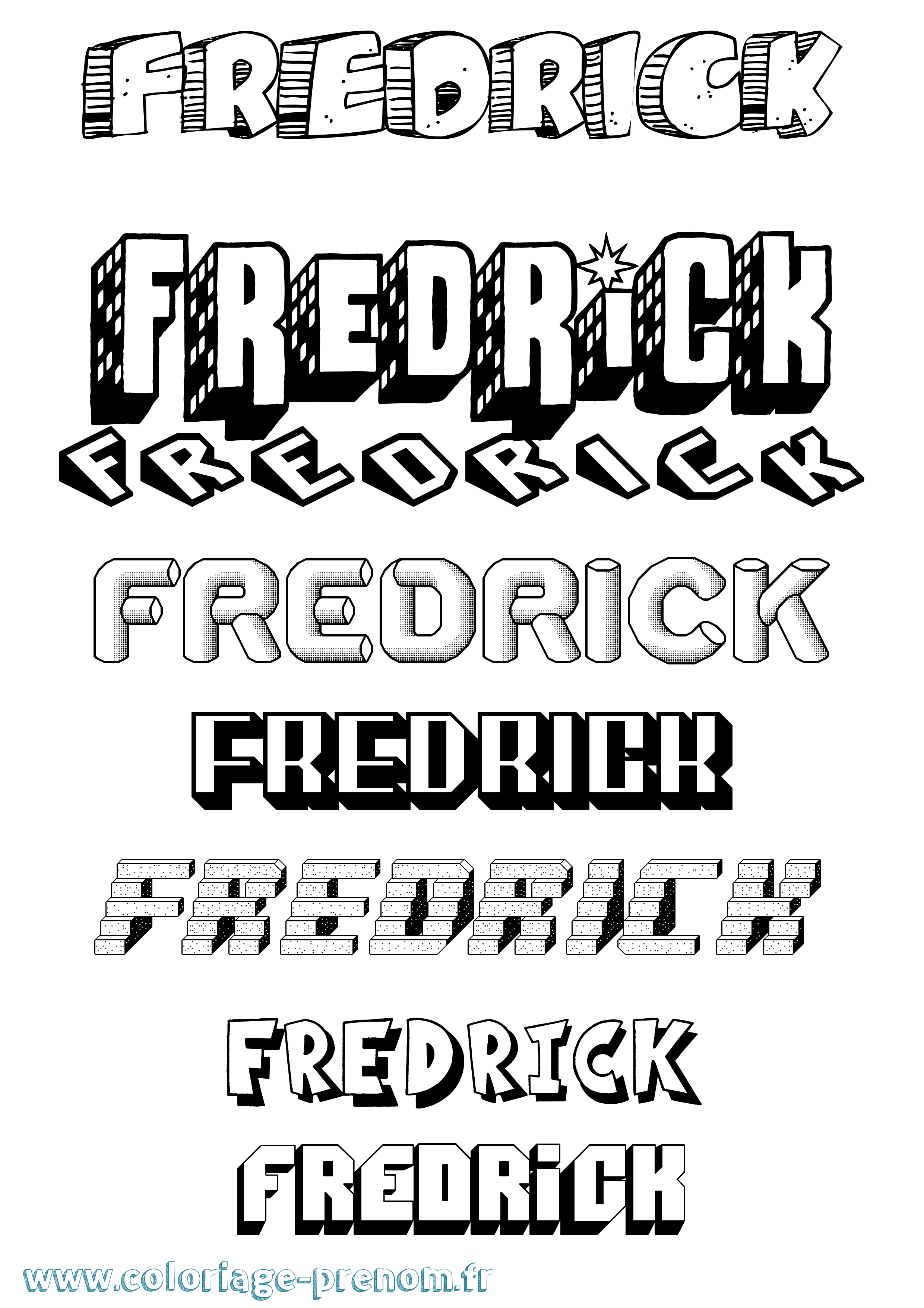 Coloriage Fredrick Effet 3D Coloriage prénom Fredrick Effet 3D