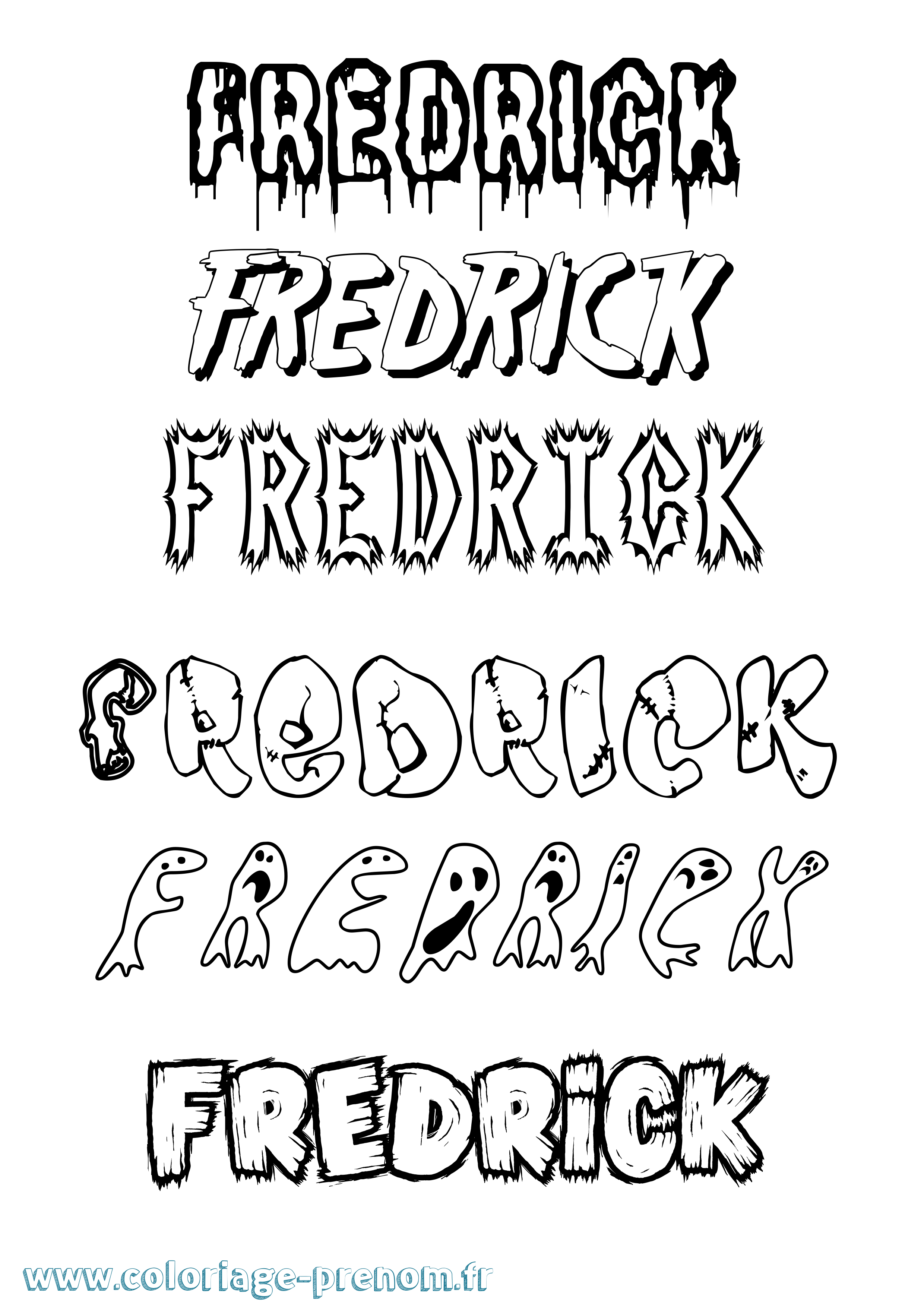 Coloriage Fredrick Frisson Coloriage prénom Fredrick Frisson