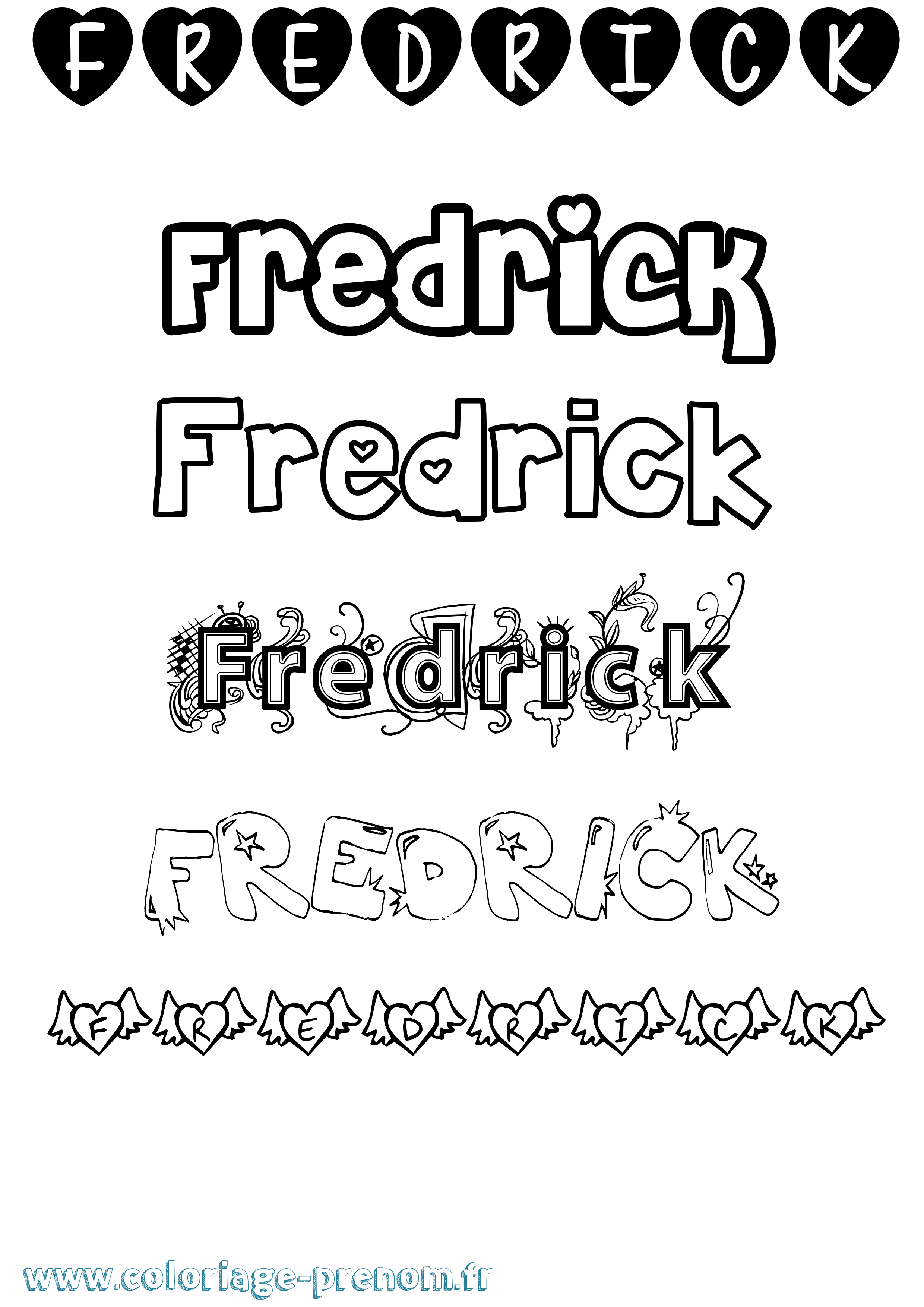 Coloriage Fredrick Girly Coloriage prénom Fredrick Girly