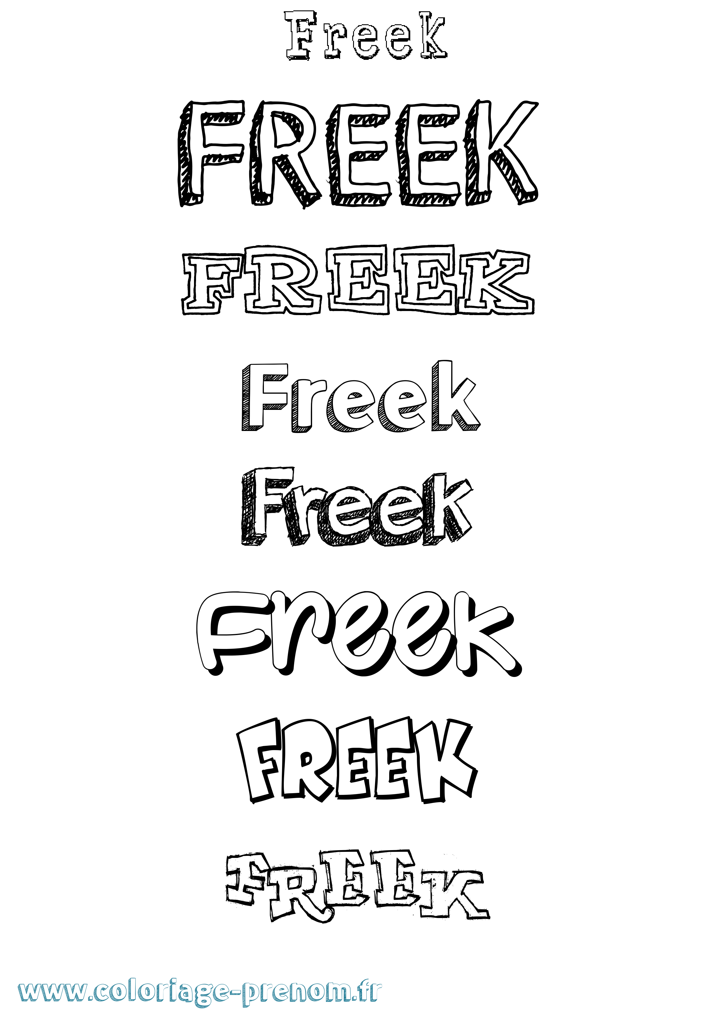 Coloriage Freek Dessiné Coloriage prénom Freek Dessiné