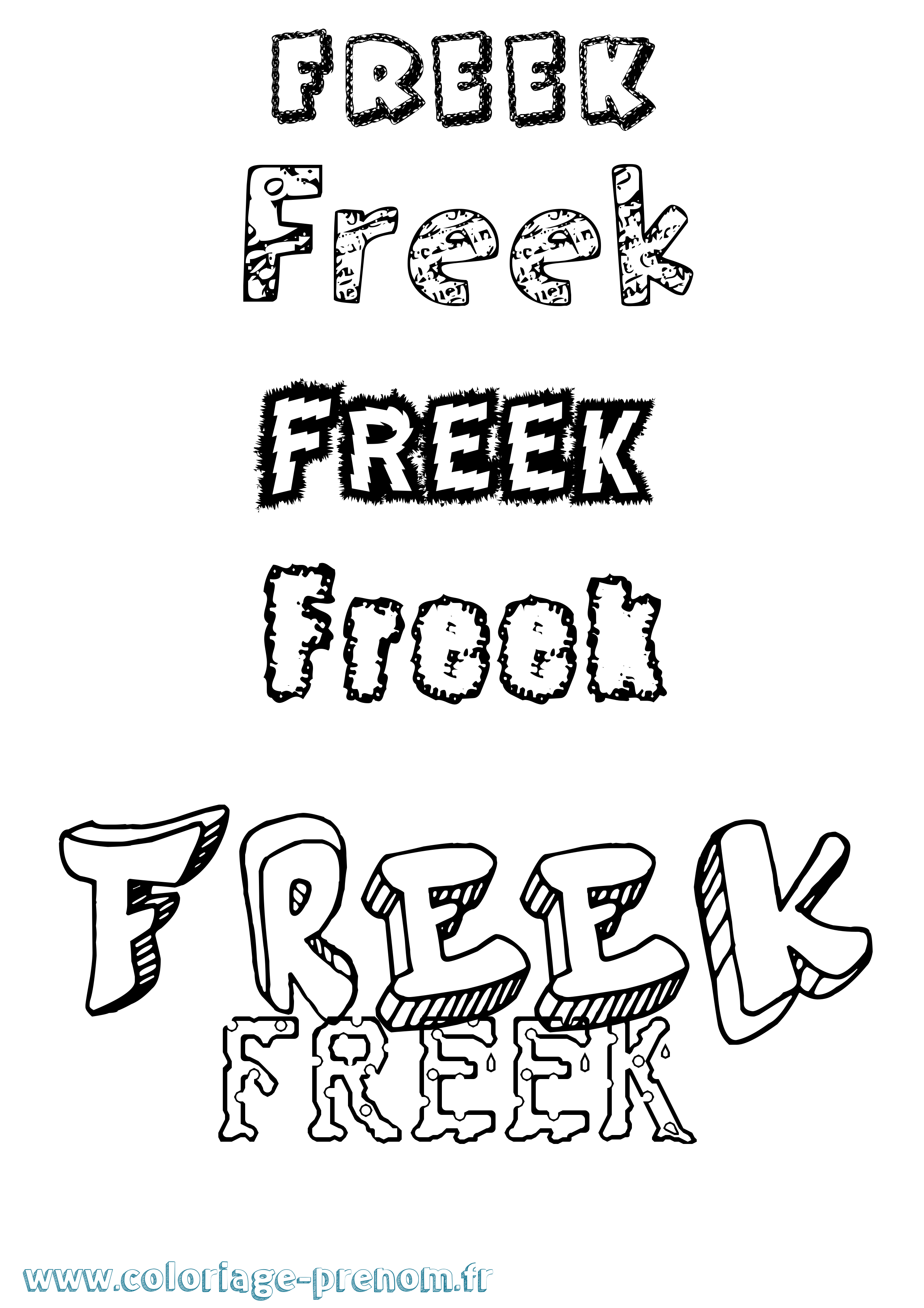 Coloriage Freek Destructuré Coloriage prénom Freek Destructuré