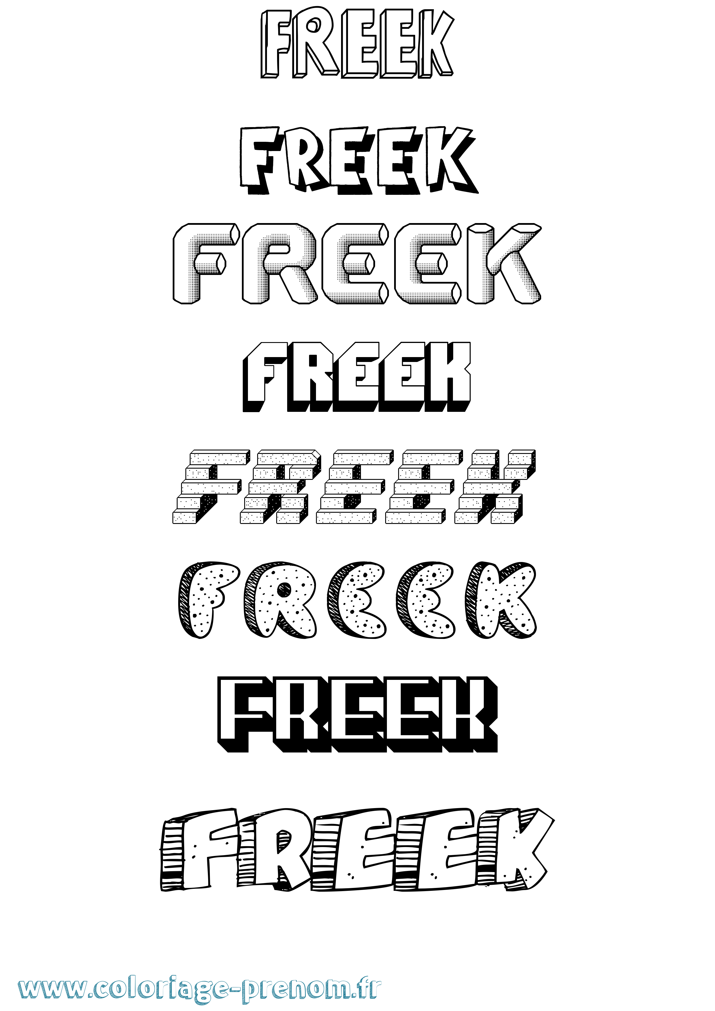 Coloriage Freek Effet 3D Coloriage prénom Freek Effet 3D