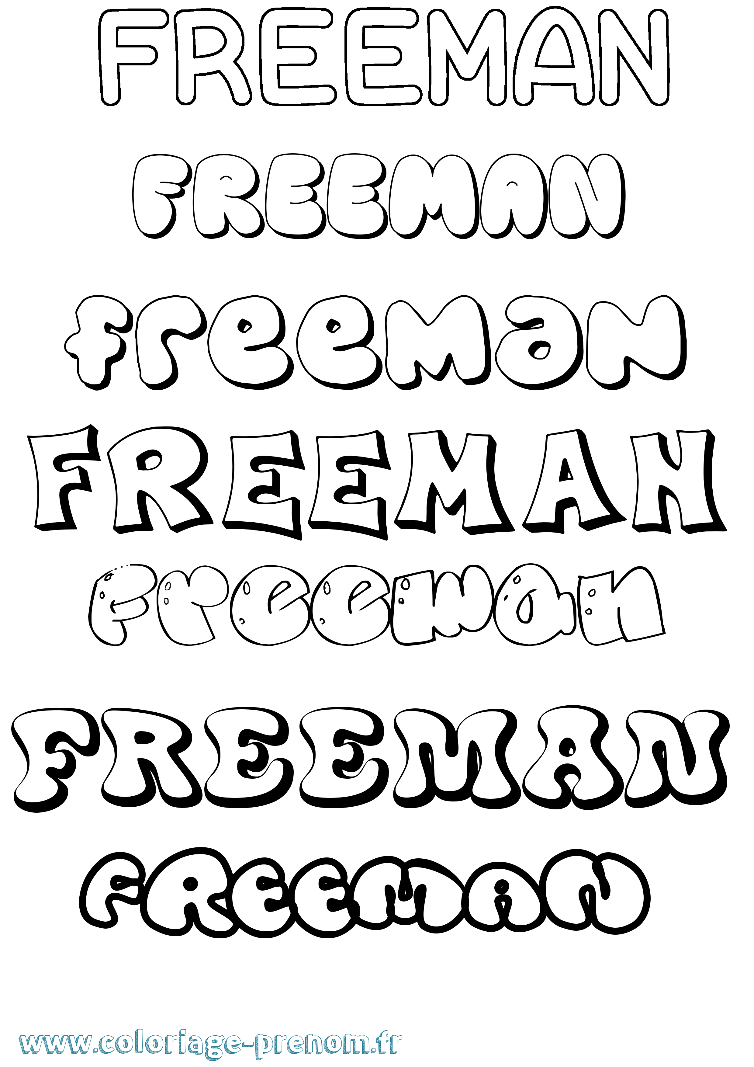 Coloriage Freeman Bubble Coloriage prénom Freeman Bubble