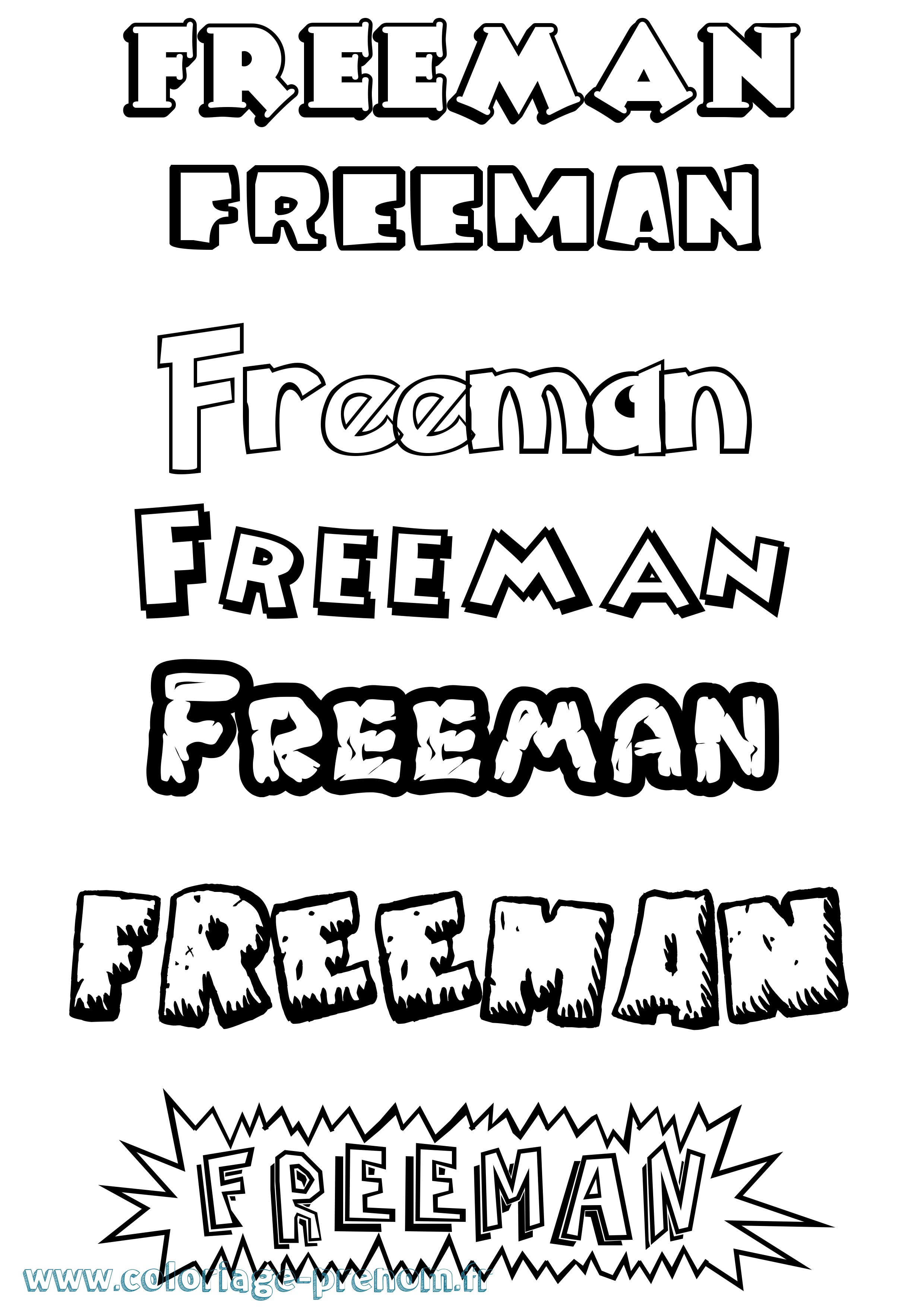 Coloriage Freeman Dessin Animé Coloriage prénom Freeman Dessin Animé