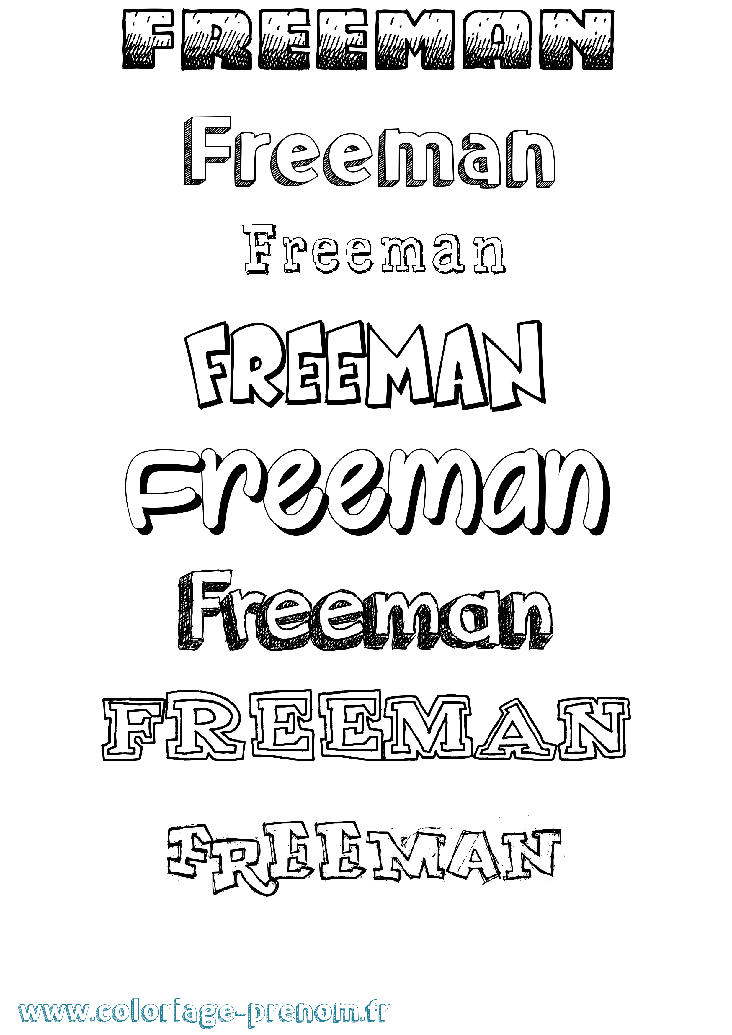Coloriage Freeman Dessiné Coloriage prénom Freeman Dessiné