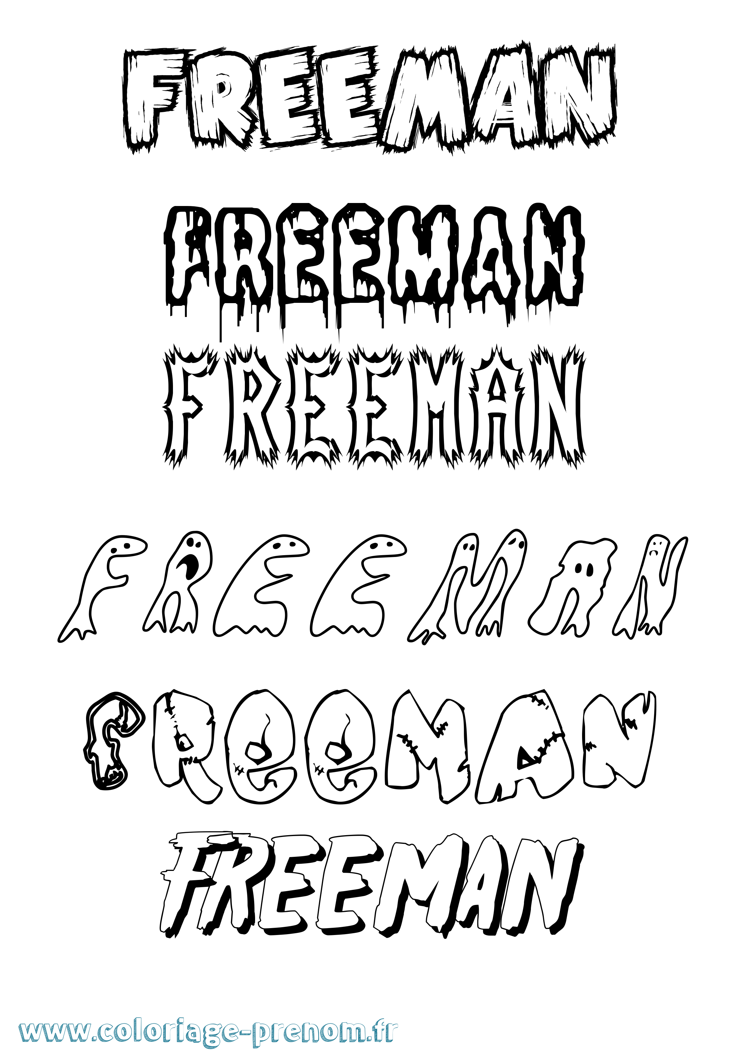 Coloriage Freeman Frisson Coloriage prénom Freeman Frisson