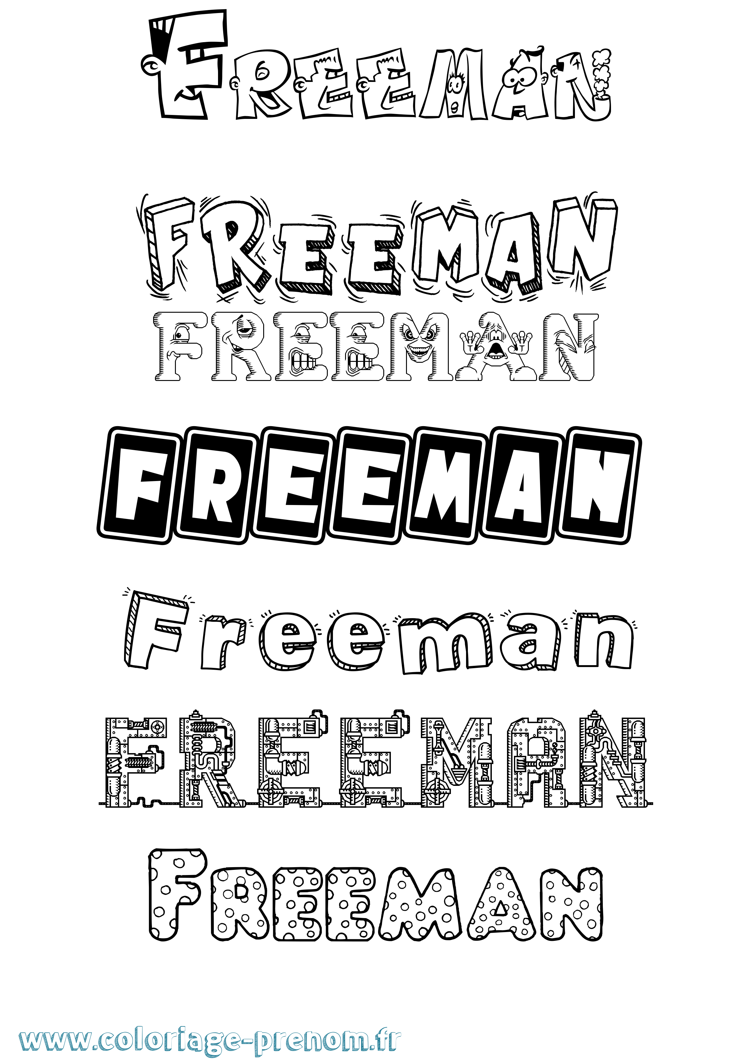 Coloriage Freeman Fun Coloriage prénom Freeman Fun