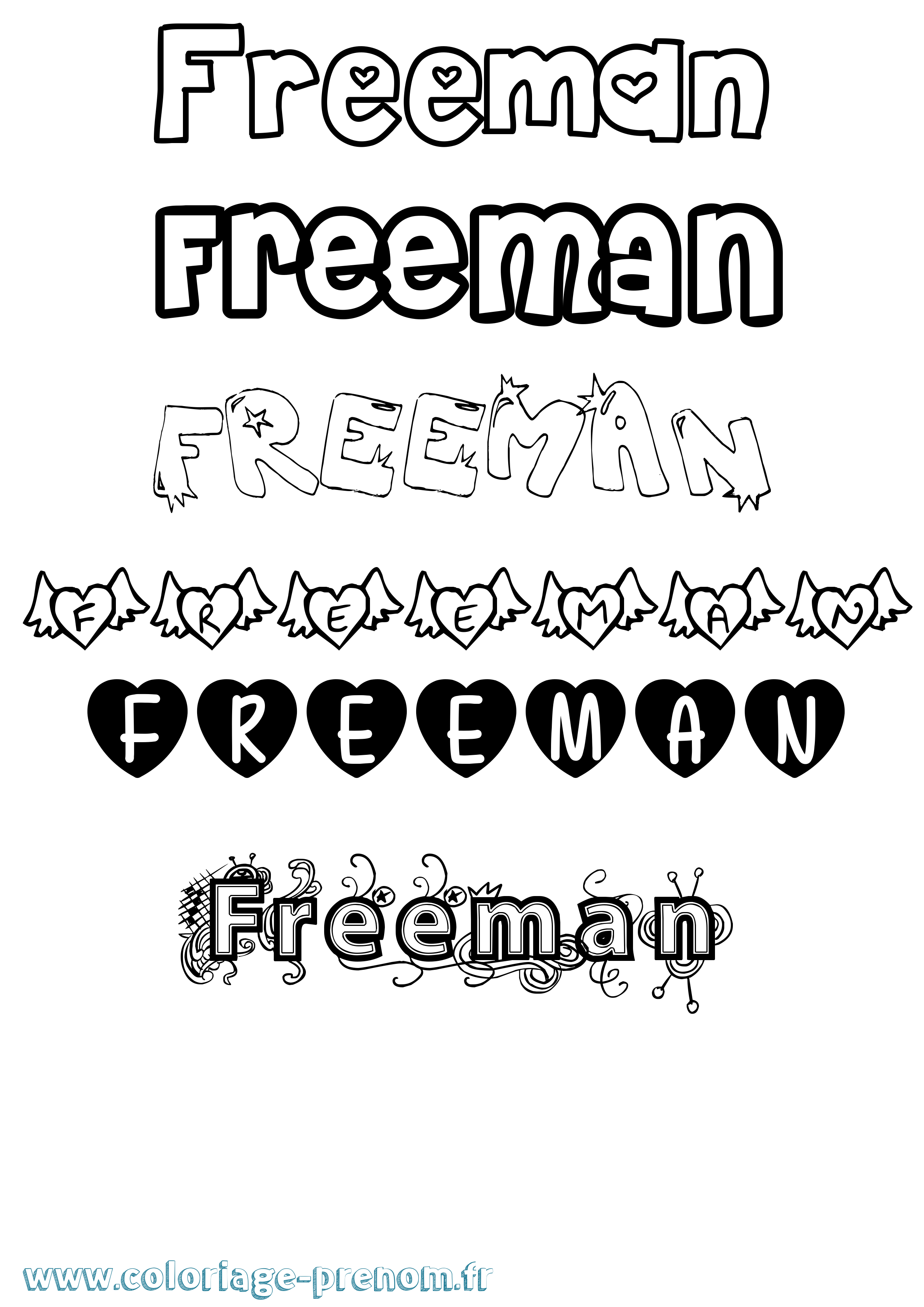 Coloriage Freeman Girly Coloriage prénom Freeman Girly
