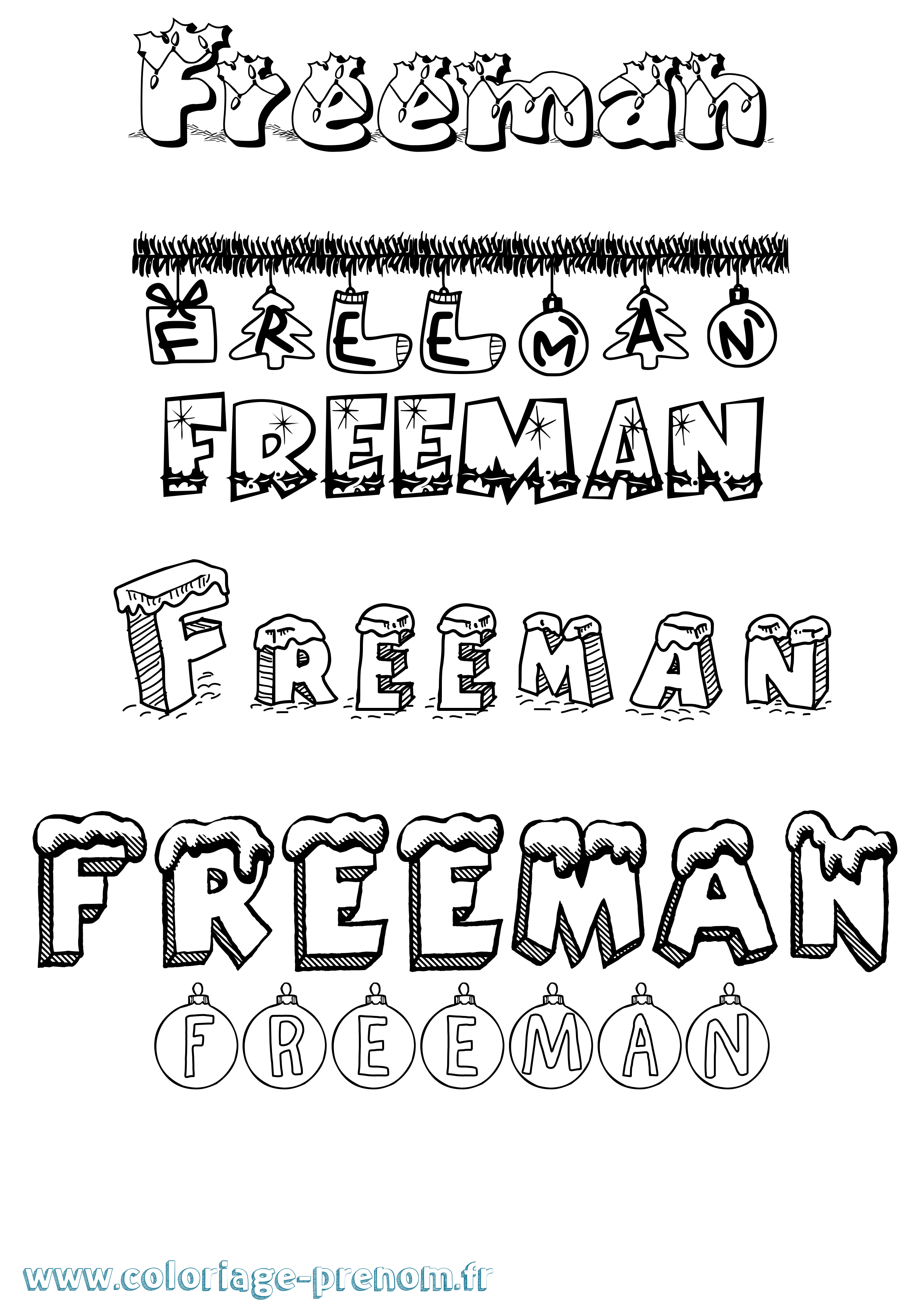 Coloriage Freeman Noël Coloriage prénom Freeman Noël