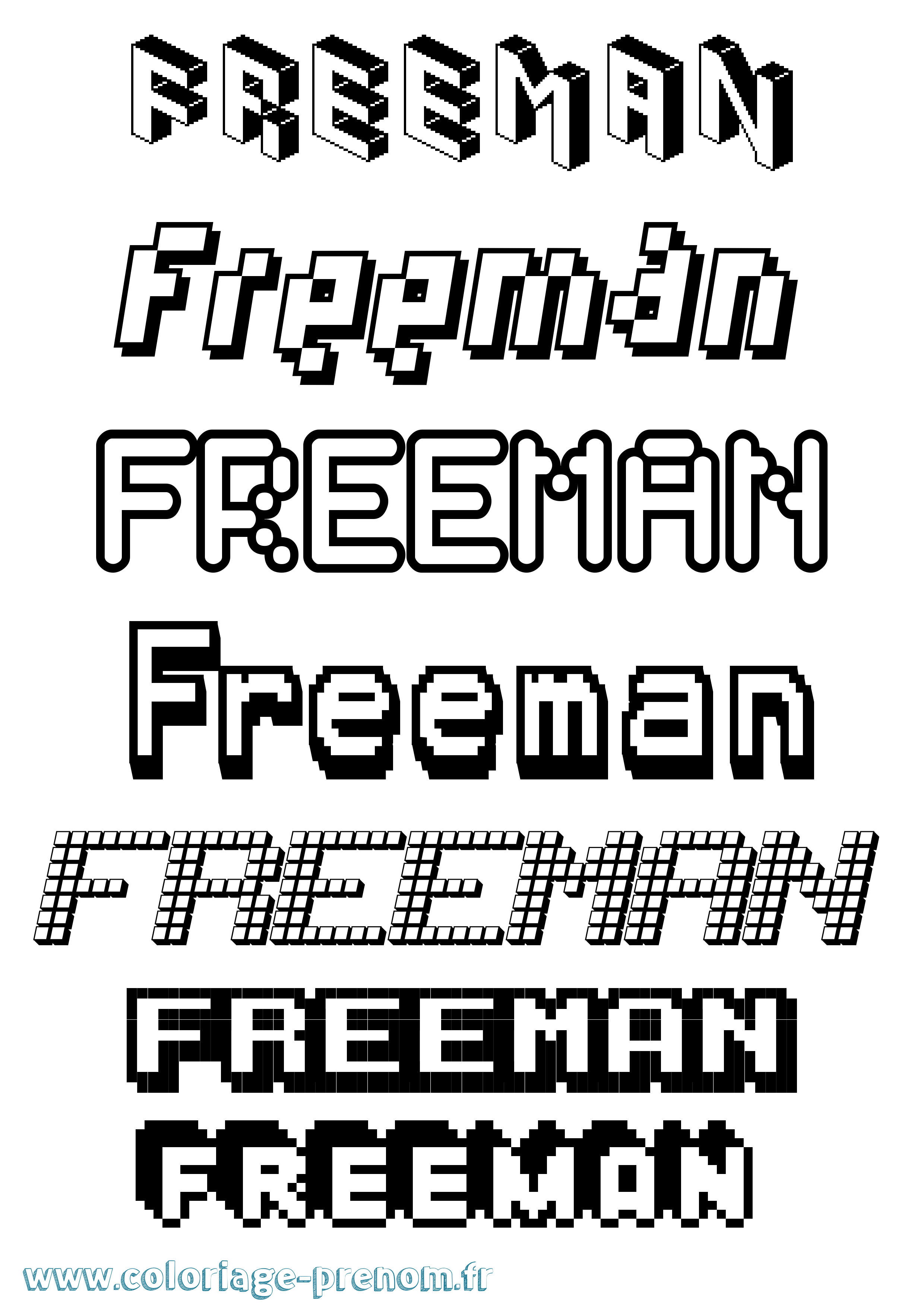 Coloriage Freeman Pixel Coloriage prénom Freeman Pixel