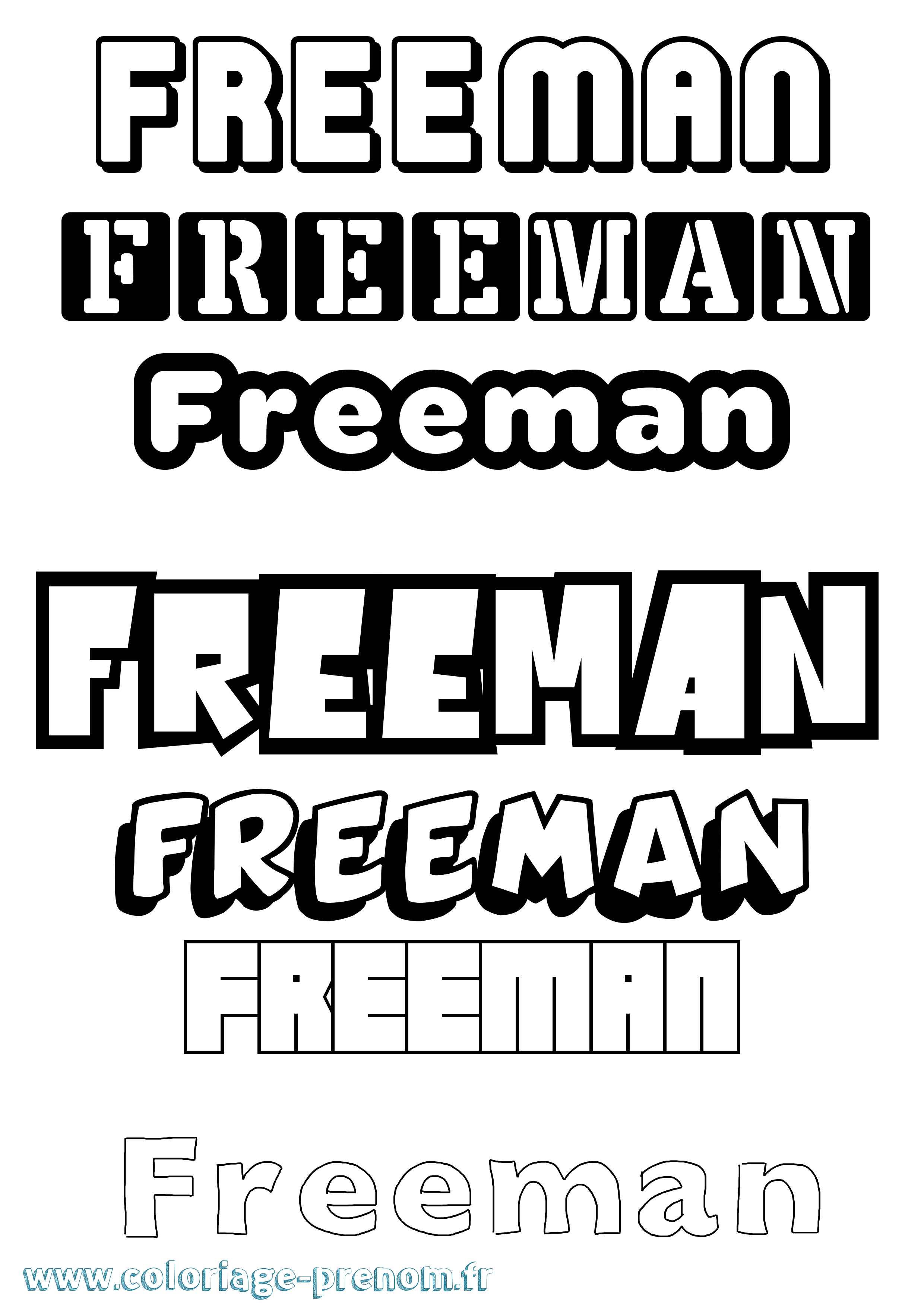 Coloriage Freeman Simple Coloriage prénom Freeman Simple