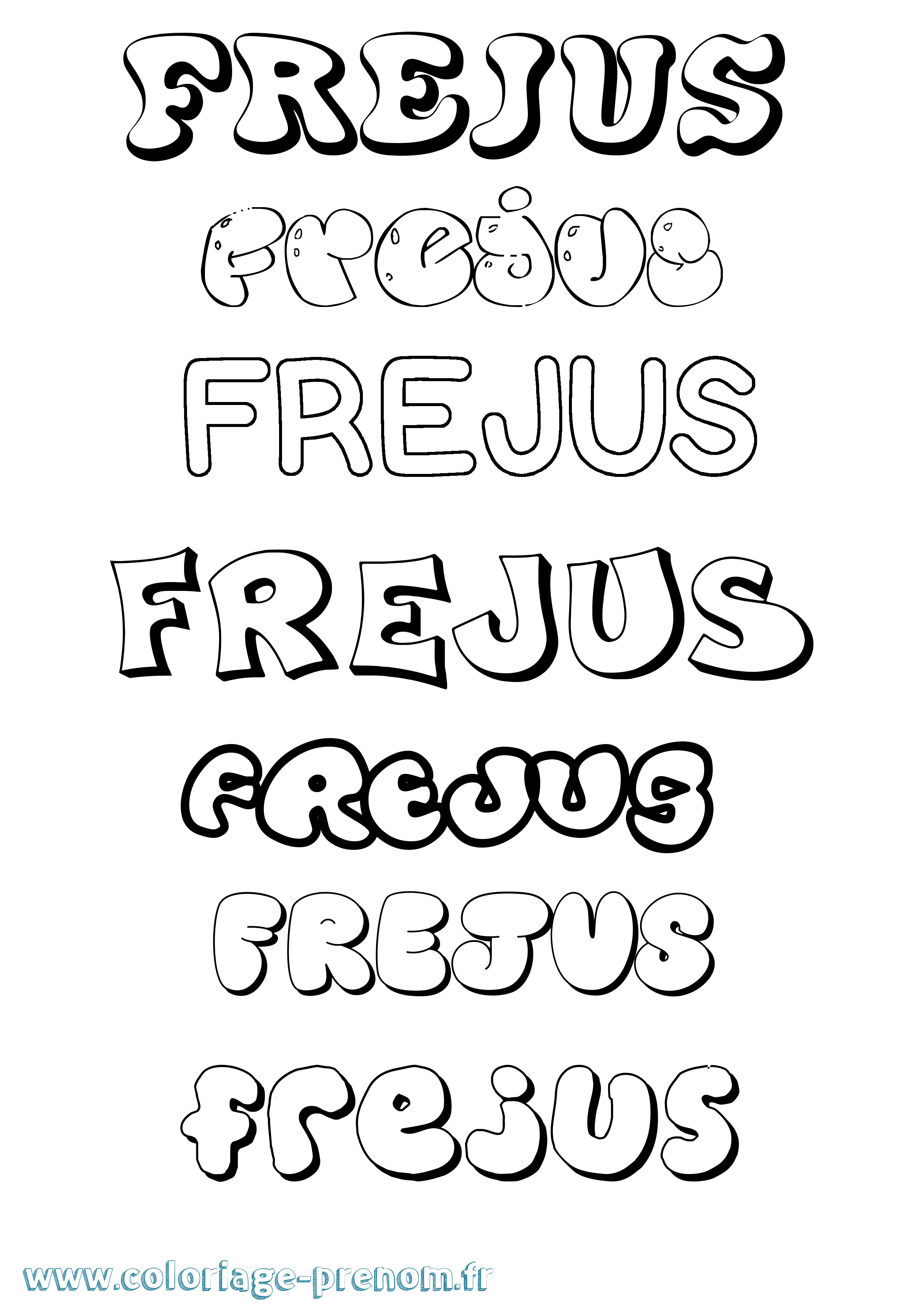 Coloriage Frejus Bubble Coloriage prénom Frejus Bubble
