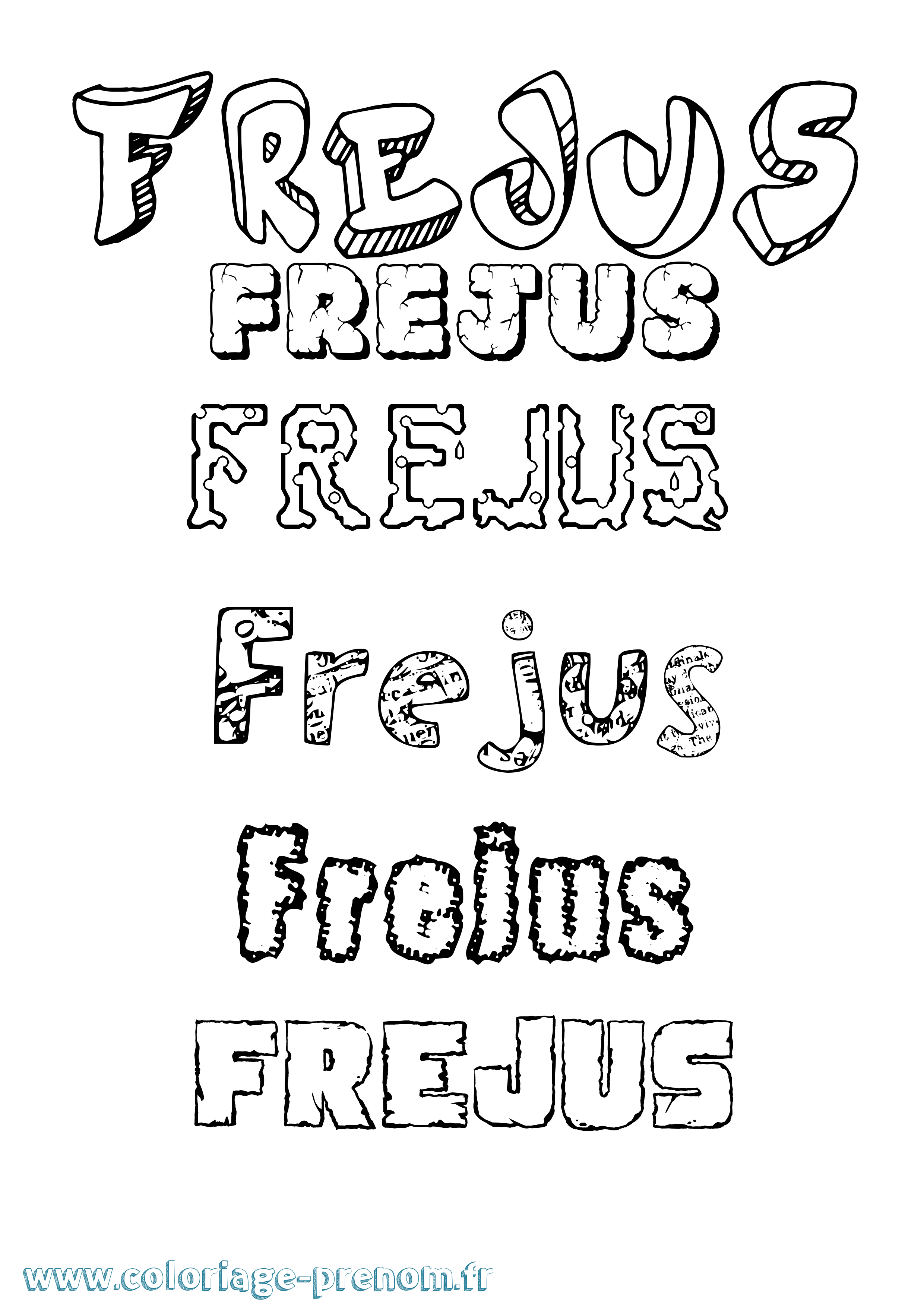 Coloriage Frejus Destructuré Coloriage prénom Frejus Destructuré