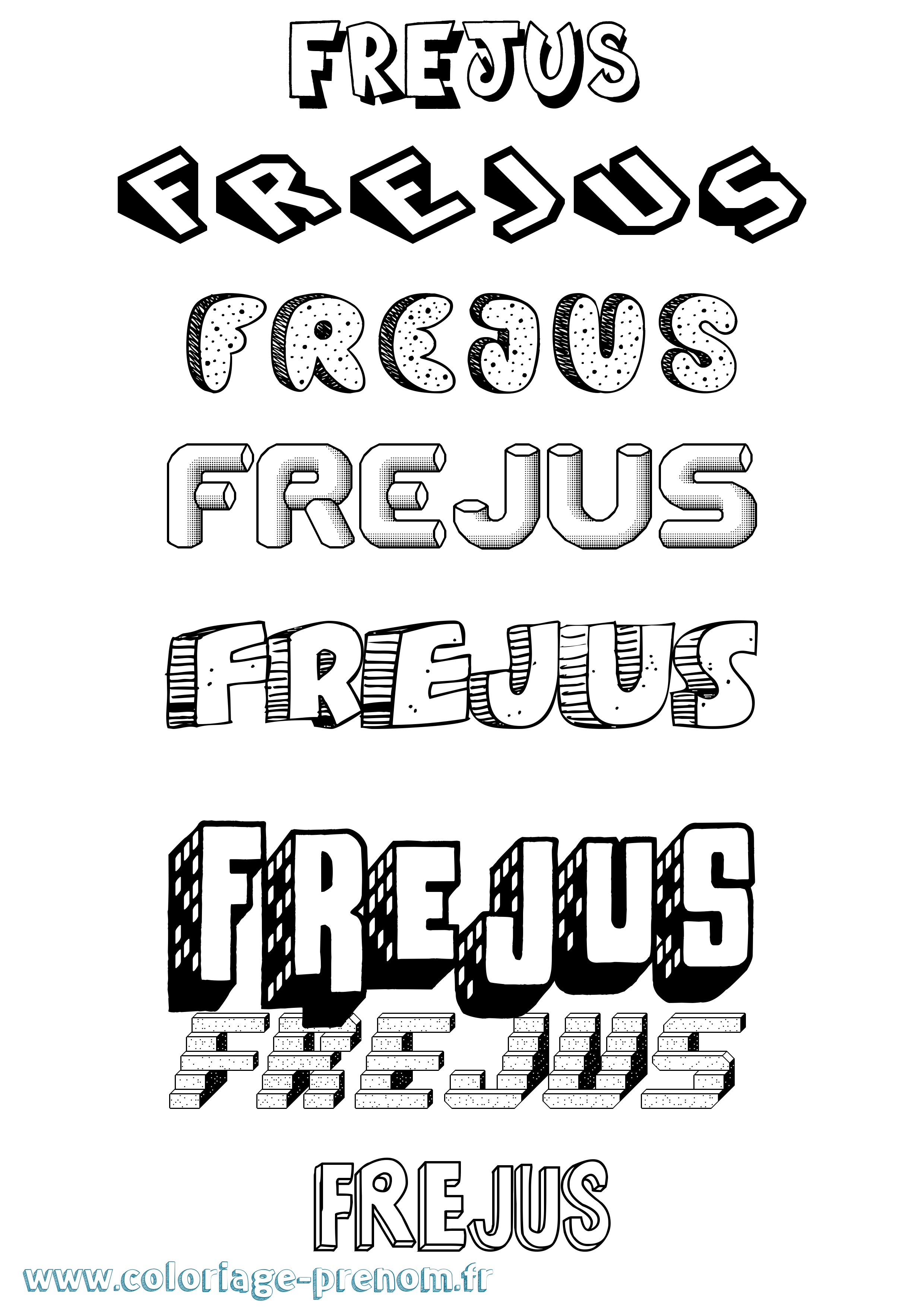 Coloriage Frejus Effet 3D Coloriage prénom Frejus Effet 3D