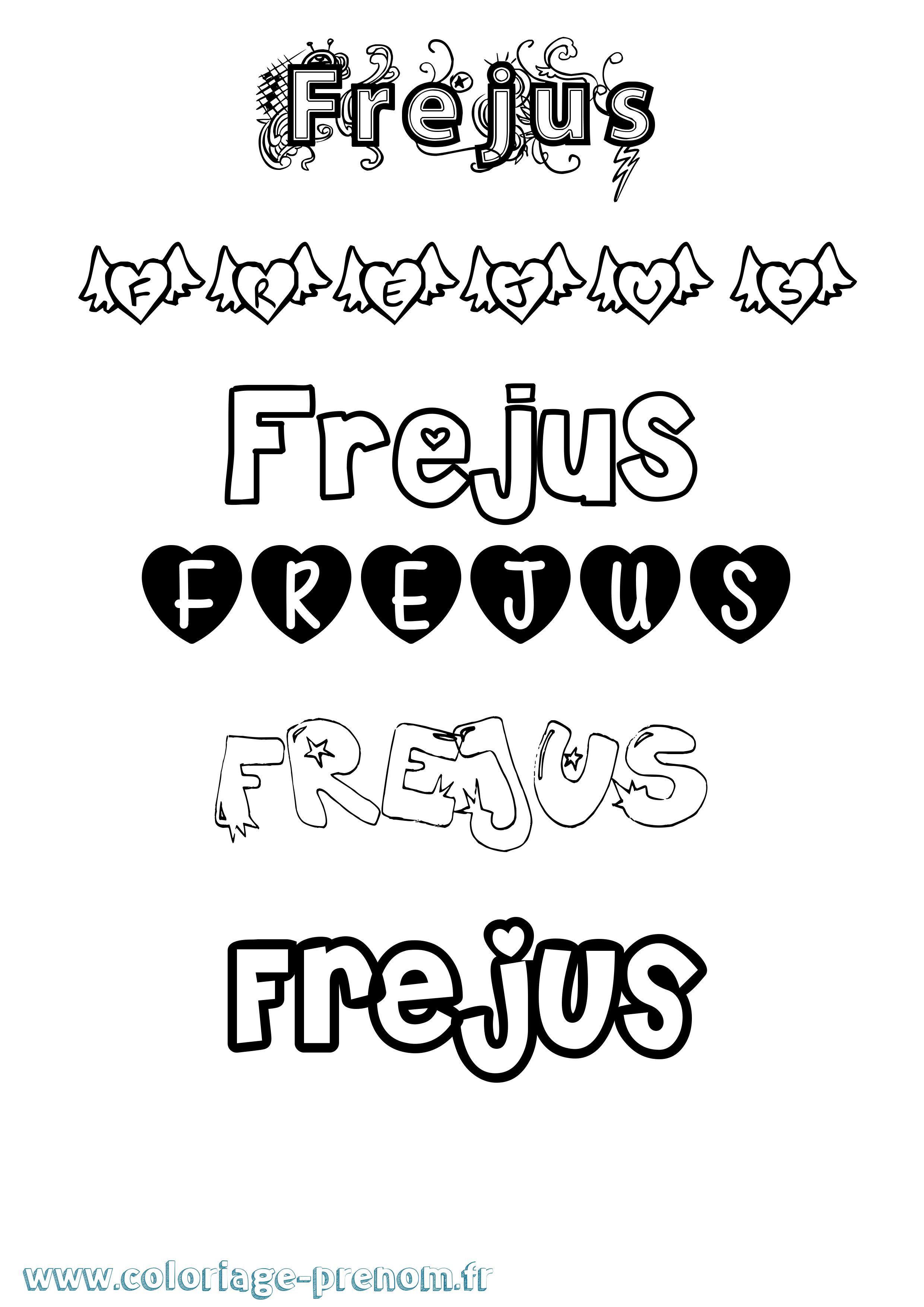 Coloriage Frejus Girly Coloriage prénom Frejus Girly