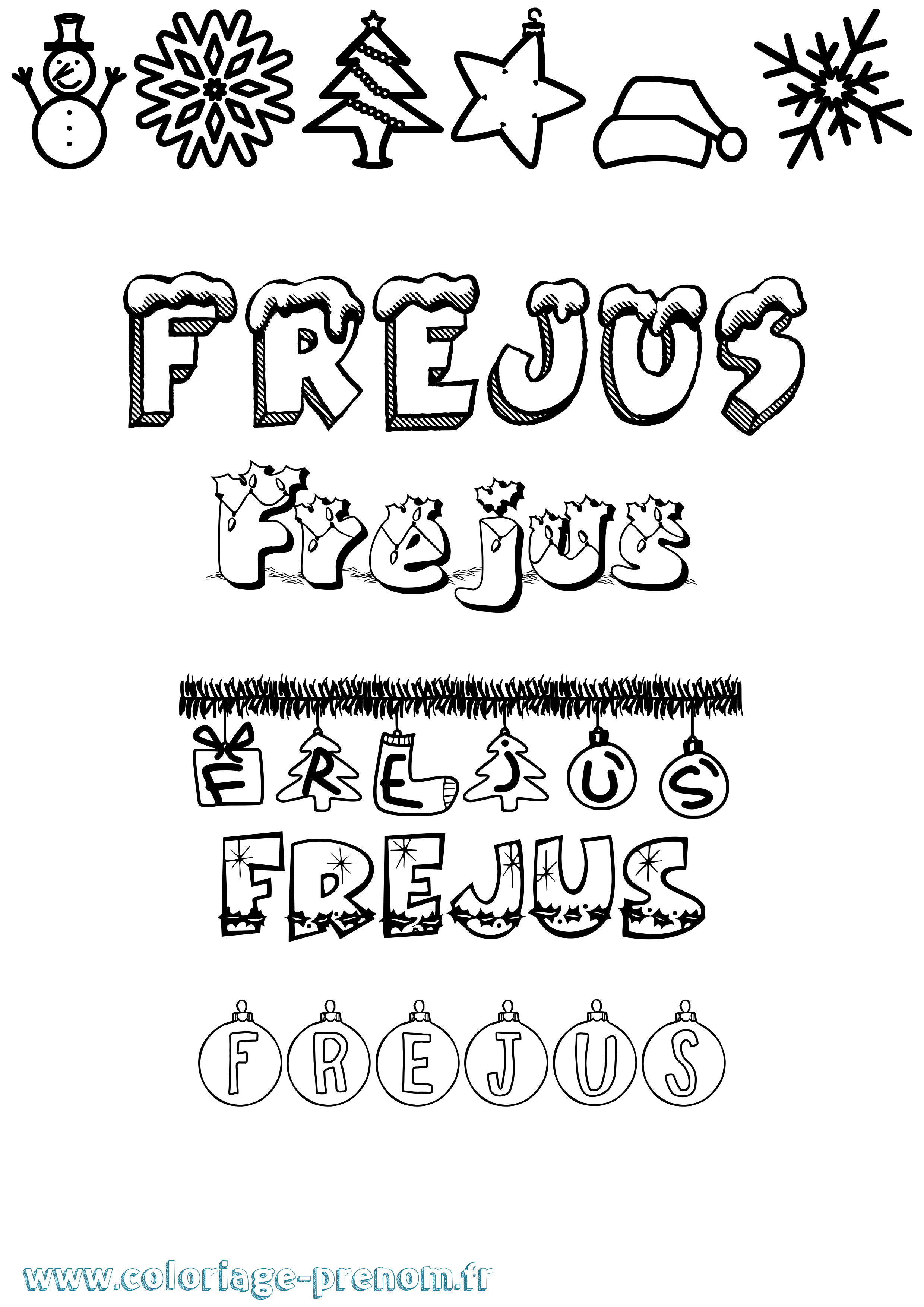 Coloriage Frejus Noël Coloriage prénom Frejus Noël